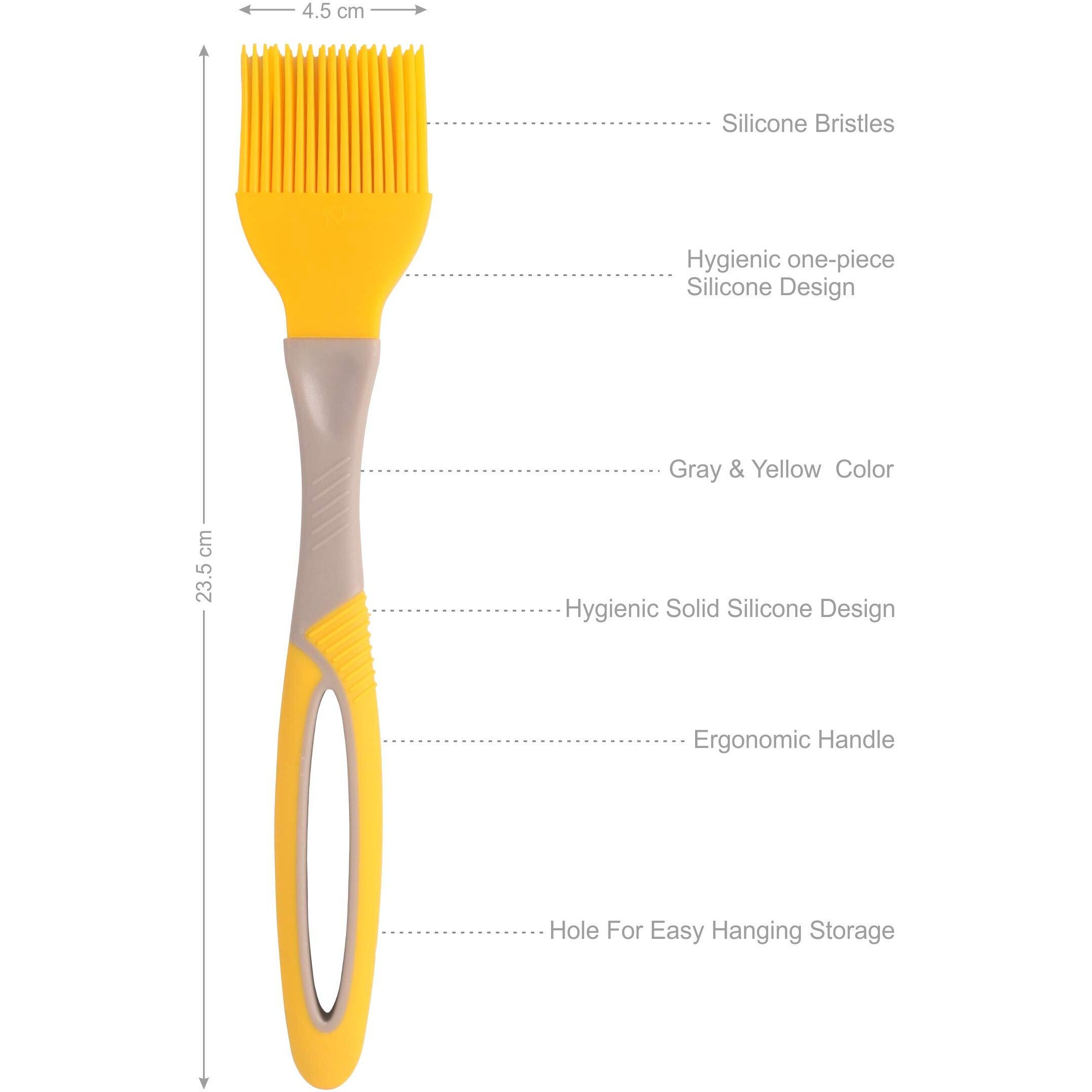 CLASSY TOUCH Silicone Oil basting and Spice marinating Brush for Roti, Tandoor, Barbeque, Pastry, Sweets (Yellow - 23.5 cm)(Set of 2)