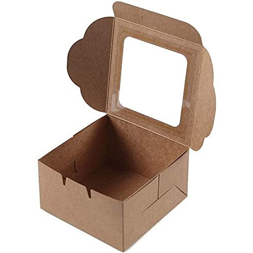 HOME REPUBLIC Paper Disposable Brownie Box, Pack of 25, Brown Mini Cake, 1 Pastry, Brownie, Donut, Muffin, Mithai, Macron, Pie Slice, Biscuits, Dry Fruits, Sweets, Souvenirs, Fast Food Box,