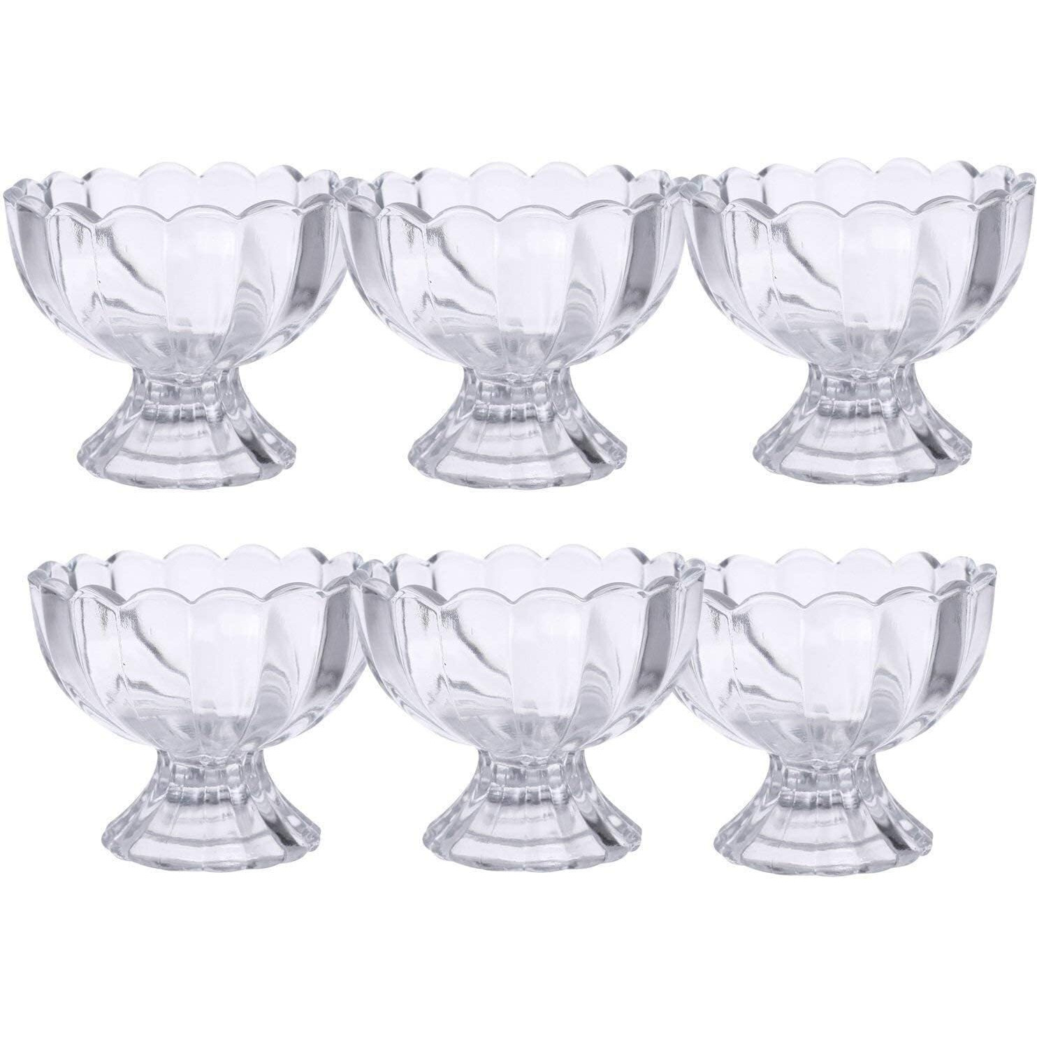 KBS Ice Cream Bowl Cup Set Plastic Cute Flower Design Dessert Bowls Nuts or Sweets Bowls - Set of 6, 140ml
