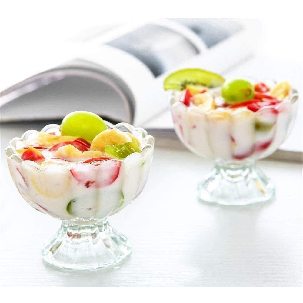 KBS Ice Cream Bowl Cup Set Plastic Cute Flower Design Dessert Bowls Nuts or Sweets Bowls - Set of 6, 140ml