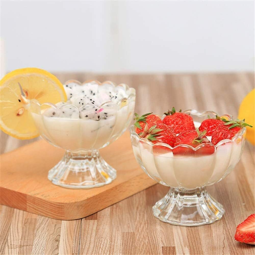 KBS Ice Cream Bowl Cup Set Plastic Cute Flower Design Dessert Bowls Nuts or Sweets Bowls - Set of 6, 140ml