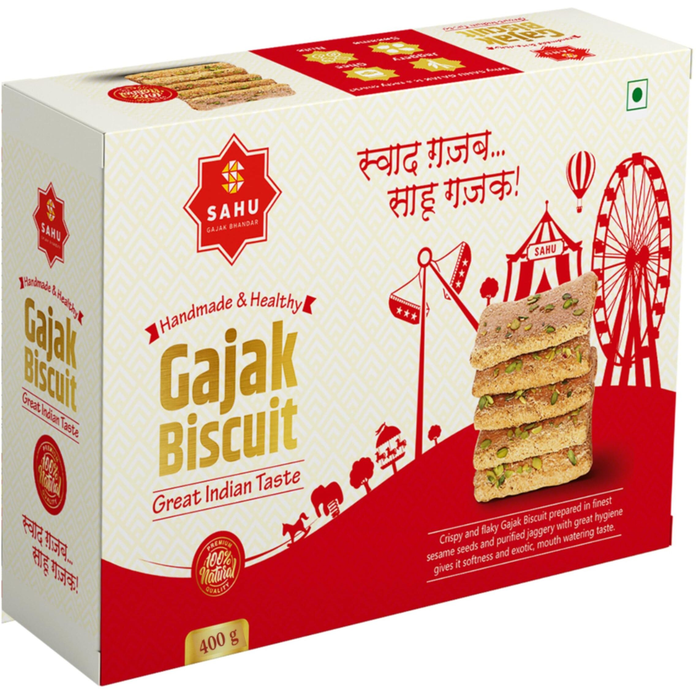 SAHU GAJAK BHANDAR Khasta Gazak 400 Gm Gajjak | Sesame Chikki | Tilkut Sweets | Gachak | Gazzak | No Preservative And Liquid Glucose