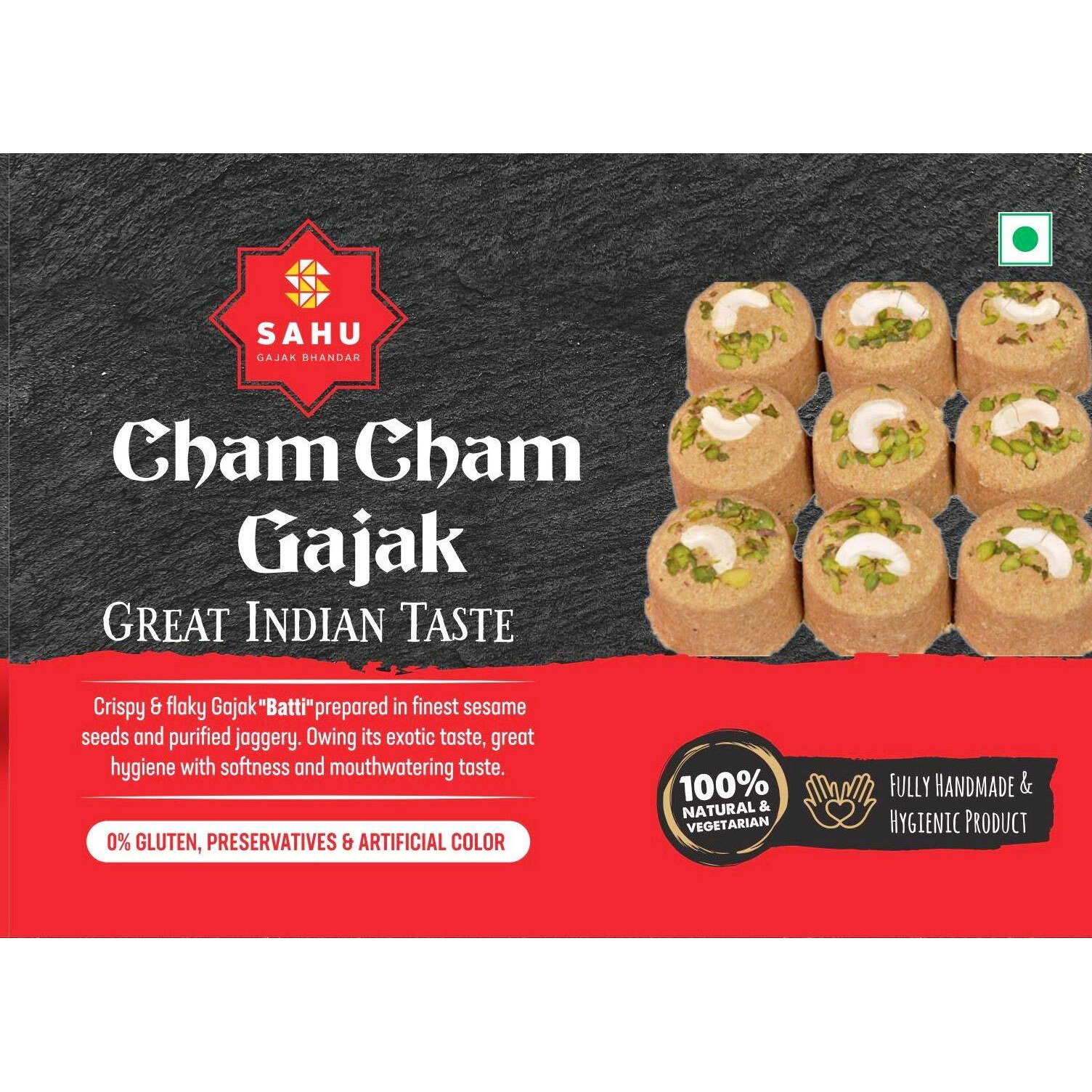 SAHU GAJAK BHANDAR ChamCham Gazak Sweets 500g Gajjak Roll 300g Healthy Snacks No Added Preservatives | Gazzak | Gajjak | Ghachak | Tilkutm