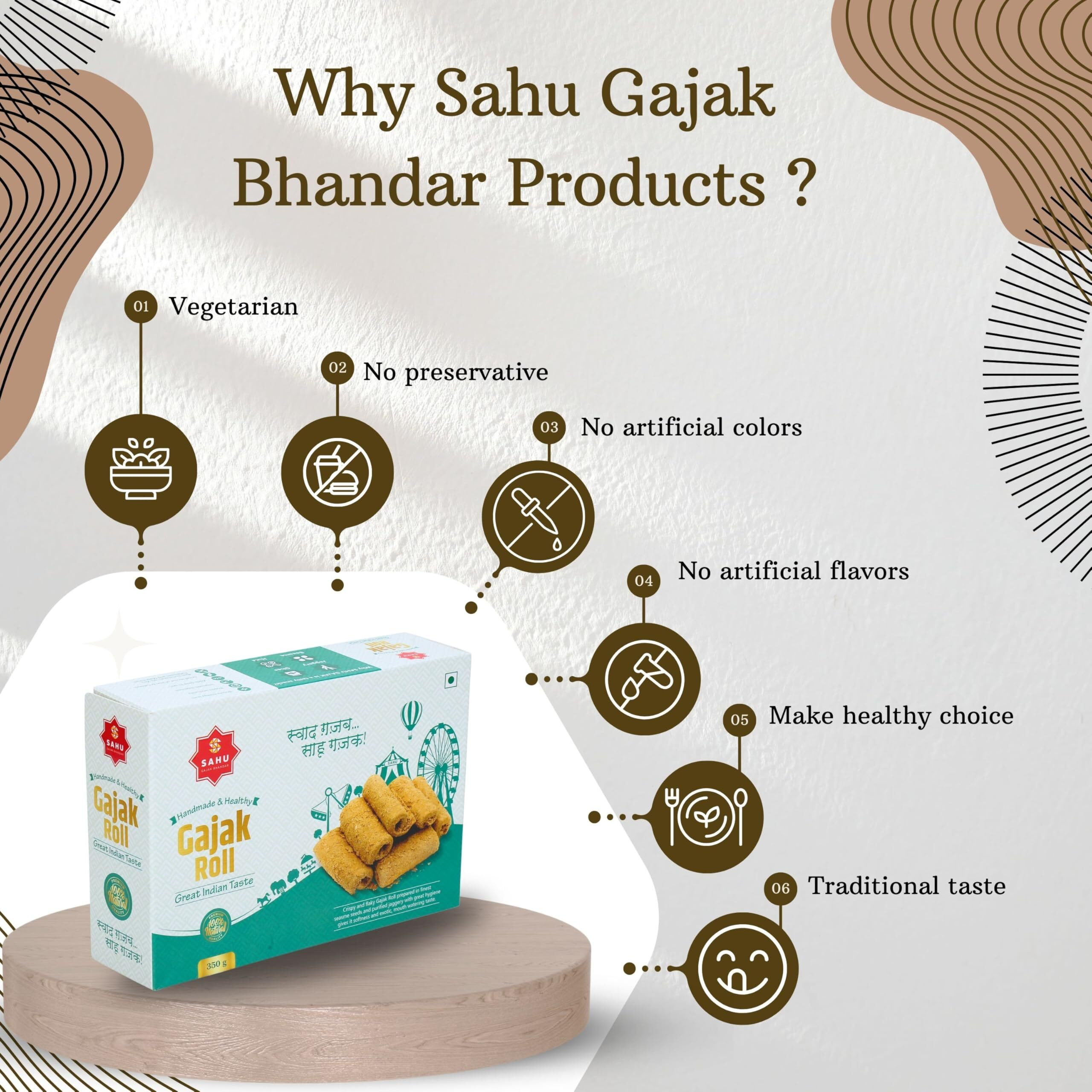 SAHU GAJAK BHANDAR Rajasthani Homemade Crispy Gazak Sweet Roll 350 Gm | Gajjak | Sesame Chikki | Tilkut Sweets | Ghachak | Gazzak | Healthy Snack Gift Boxes