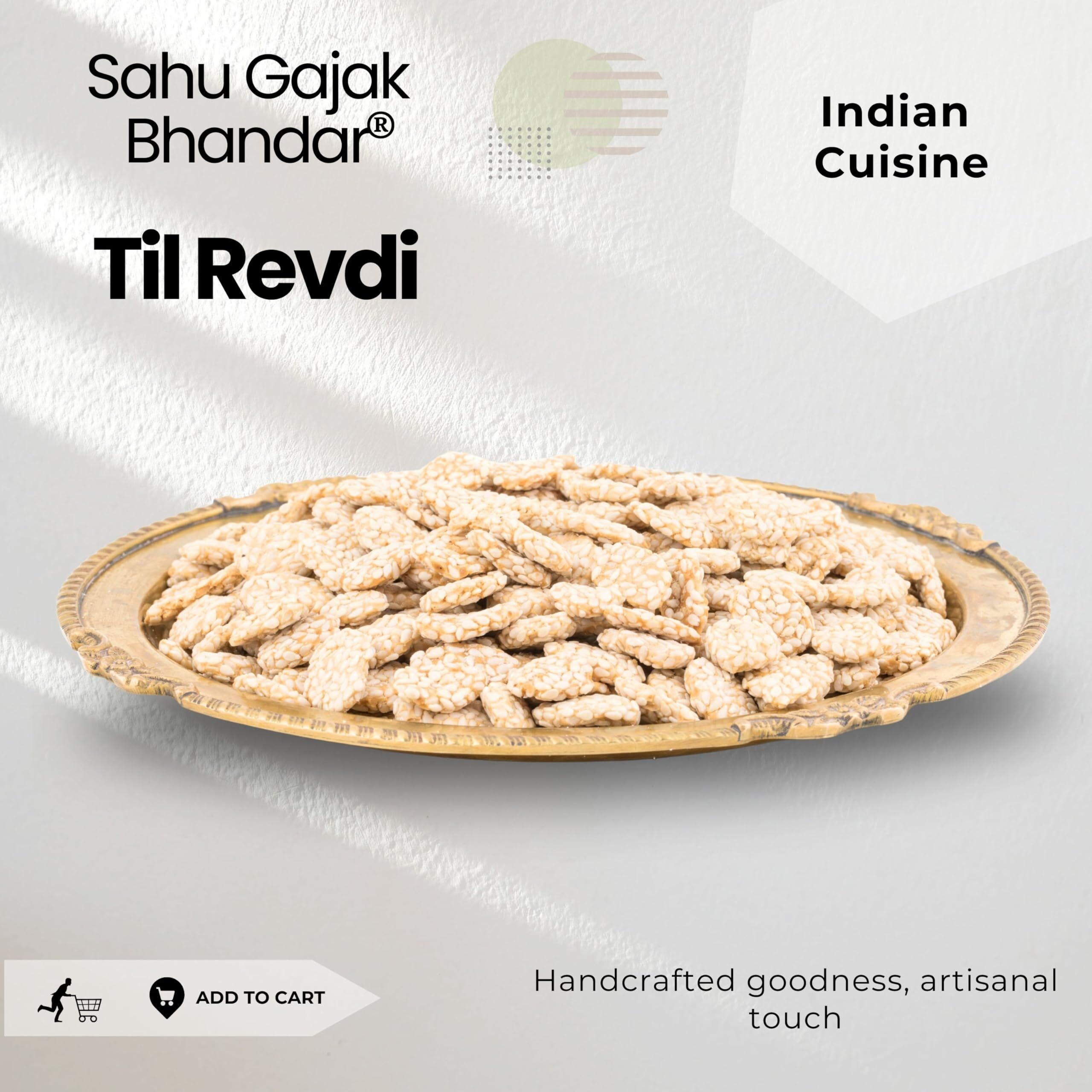 SAHU GAJAK BHANDAR Rewari 500g | Gud Revdi | Rewdi Sweet | Gur Revari | Gazak Candy | Revri Gajjak | Rewadi Gachak | Sweets Indian Mithai