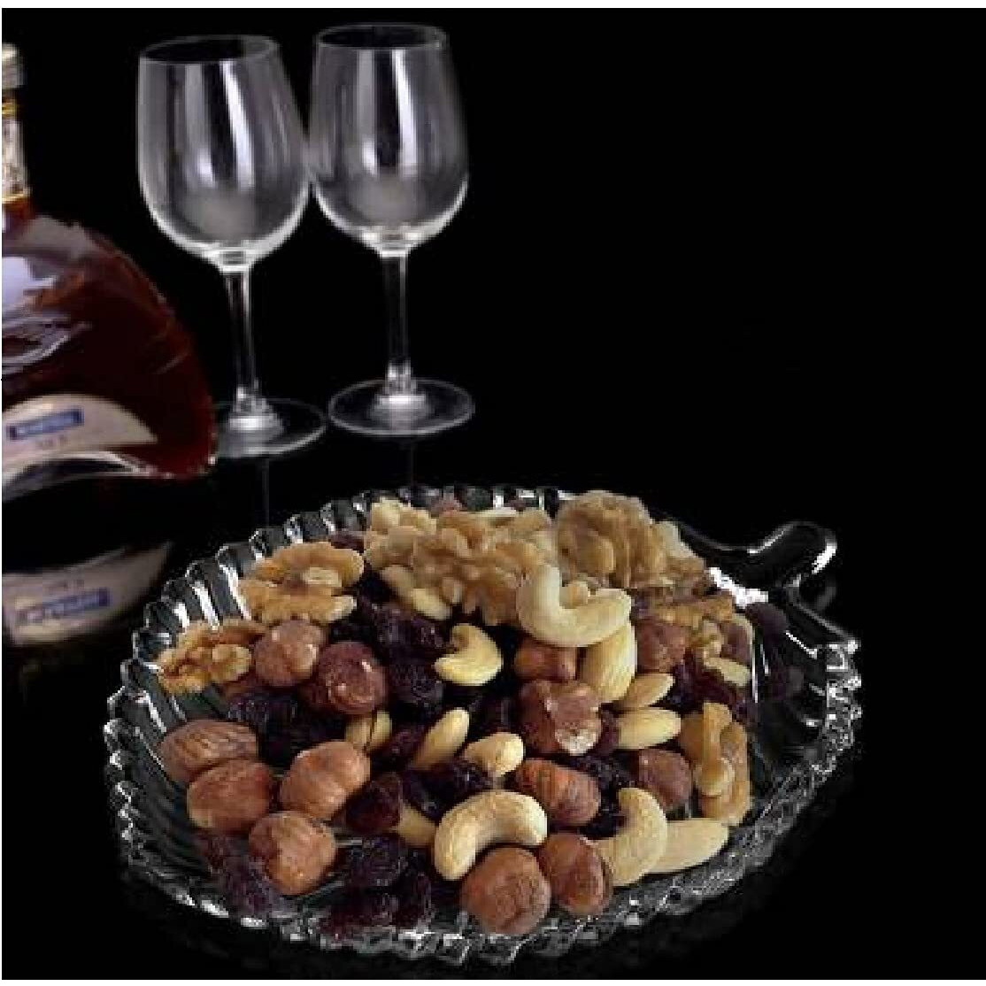 CRIYALE Leaf Shape Glass Tray Plate for Serving Dry Fruits, Snacks, Sweets, Chocolates for Home Decoration (Pack of 1)