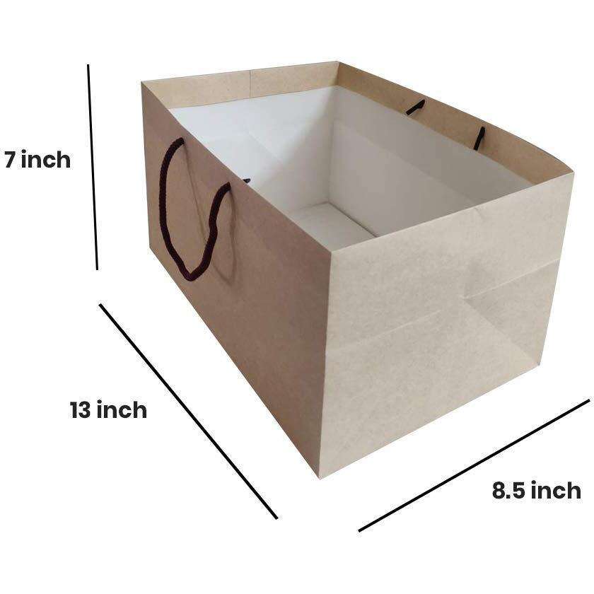 Flute Cubes Presents 1kg Mithai, Sweets, Chocolate Gift Paper Bag (can carry upto 3 kgs), Brown Colour (Pack of 10)