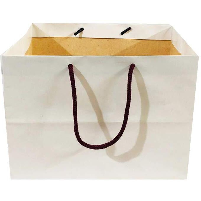 Flute Cubes Presents 1/2 kg. Mithai/Sweets/Eco Friendly Gift Paper Bag - White Colour (Size 7(H) x 9(W) x 6.5(Side Wall) (Pack of 10)