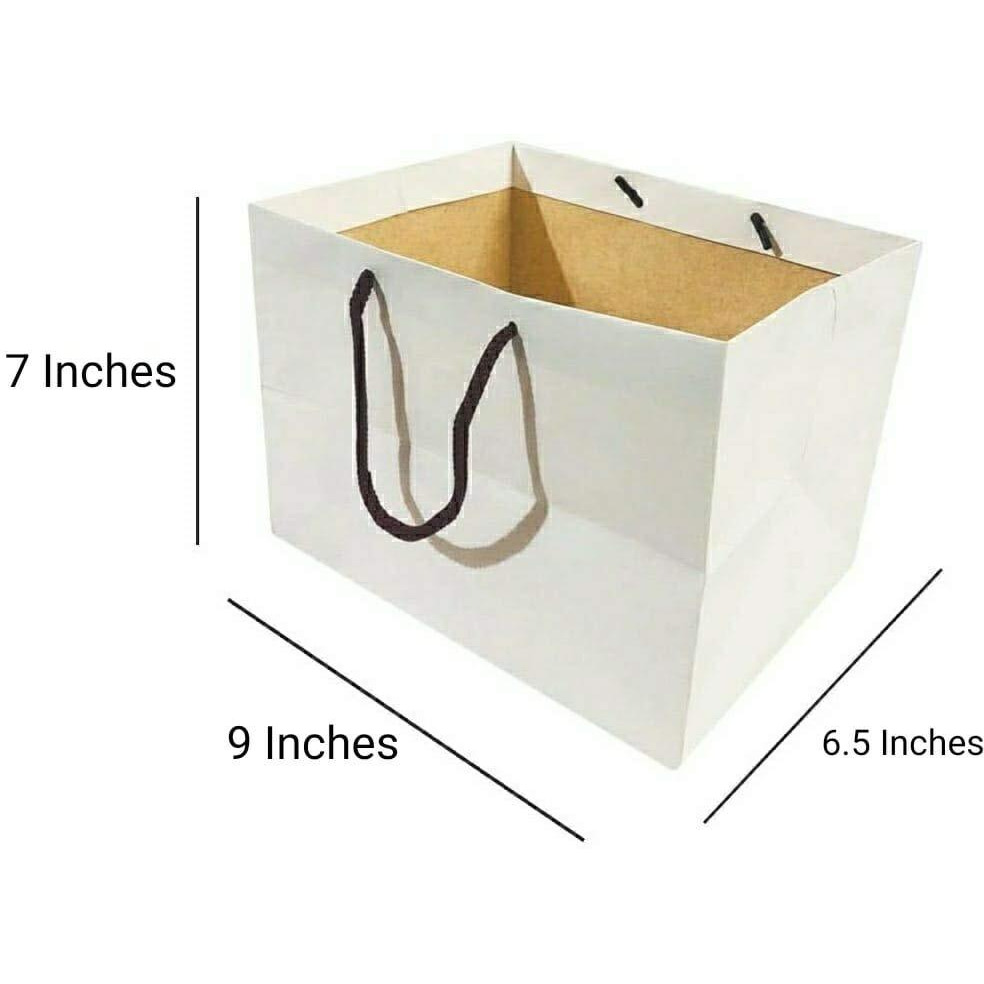 Flute Cubes Presents 1/2 kg. Mithai/Sweets/Eco Friendly Gift Paper Bag - White Colour (Size 7(H) x 9(W) x 6.5(Side Wall) (Pack of 10)