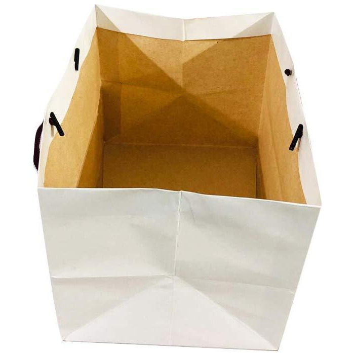Flute Cubes Presents 1/2 kg. Mithai/Sweets/Eco Friendly Gift Paper Bag - White Colour (Size 7(H) x 9(W) x 6.5(Side Wall) (Pack of 10)