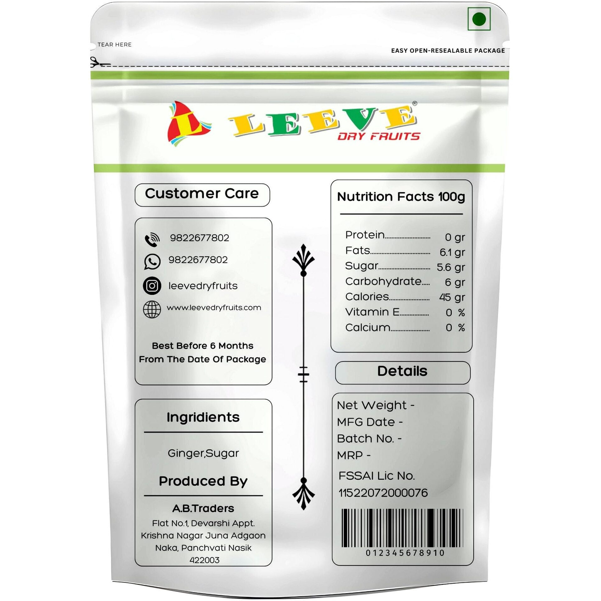 LEEVE DRY FRUITS Dried Ginger Candie Adrak Sweets Candy Nausea Softest Healthy Immunity Booster Food 400 Gram pack