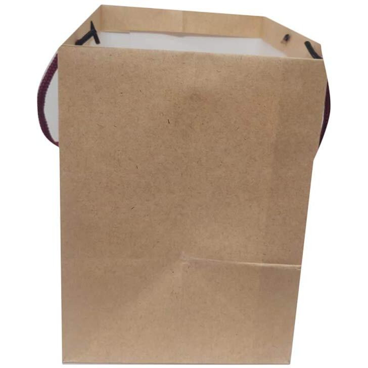 Flute Cubes Presents 4 Container Food Parcel/Mithai/Sweets - Brown Eco Friendly Gift Paper Bag, (Size 10 x 8.5 x 6.25 - inch) Pack of 10