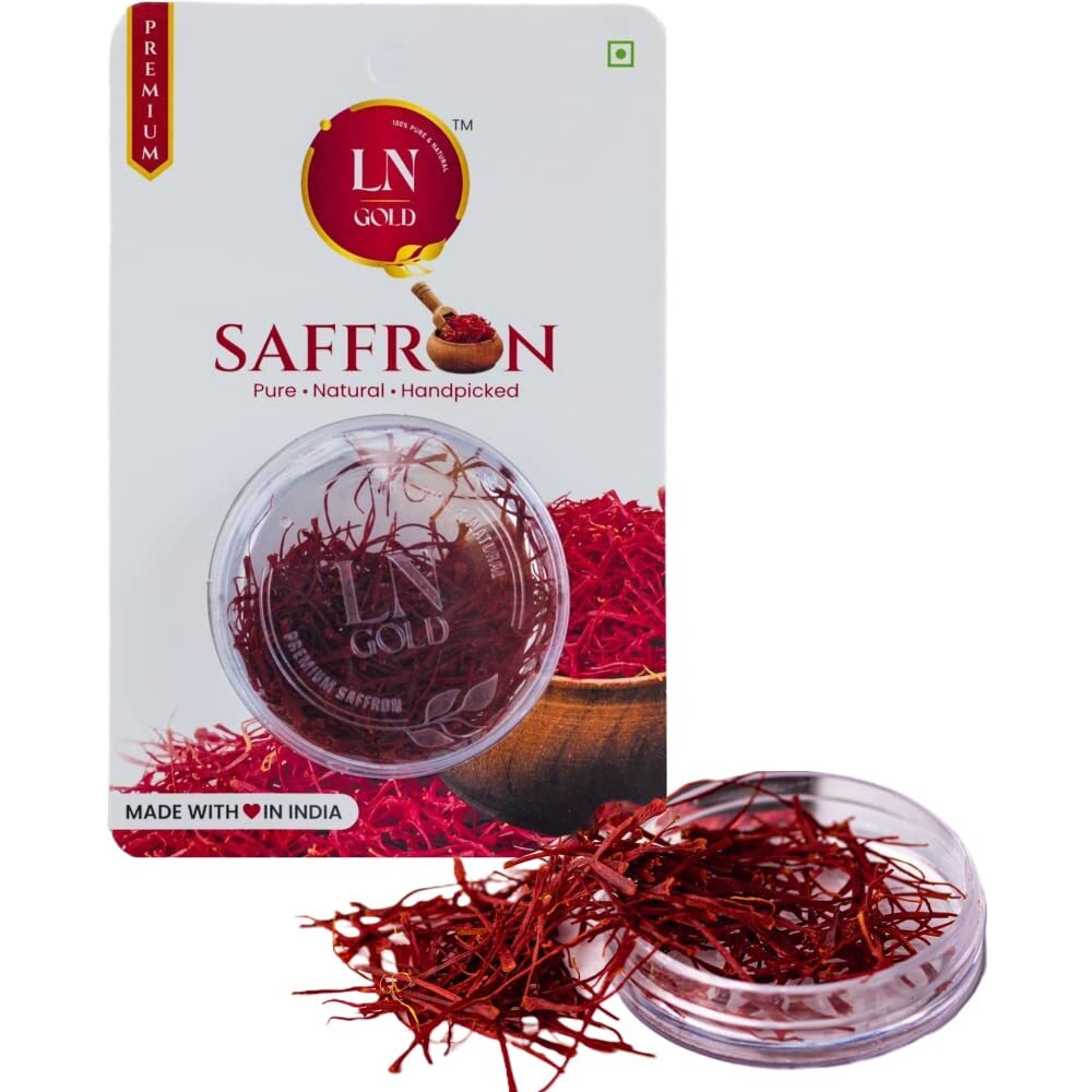 LN Gold Saffron 500mg 100% Pure Worlds best saffron. Premium Organic Natural Safron/Kesar/Zafran - Premium Kashmiri Mongra Saffron/Kesar - ISO and Grade A+++ Certified for Kashmiri Kumkuma Puvvu/Keshar/Kesari Original Kitchen spice for Pregnant Women ,baby, Beauty, Biryani, Milk and Sweets (VALUE PACK OF 500mgs)
