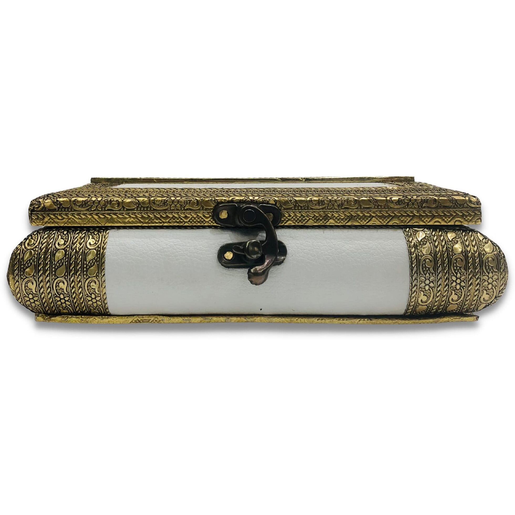 ROXA Decorative Empty Dry Fruit Box/Wooden Dry Fruit Box/Sweets Box/Oxidized Dry Fruit Box/Gift Box/Mukhwash Box, Sopari Box (4 Section Box) (Rajwadi White)