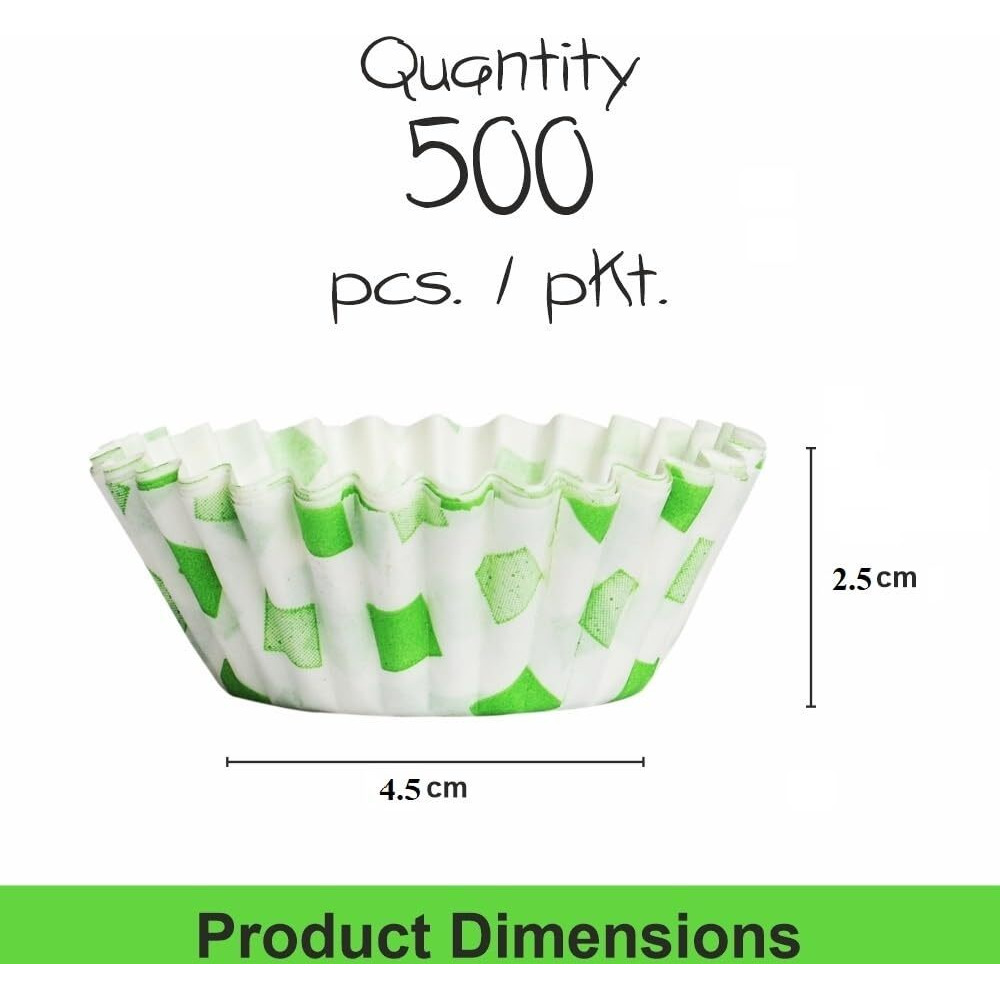 Inditradition Paper Cupcake Liners, Paper Baking Cups for Muffins, Cakes, Laddu Sweets Packing - Pack of 500 Cups, Multicolour (Large, 45x25 mm)