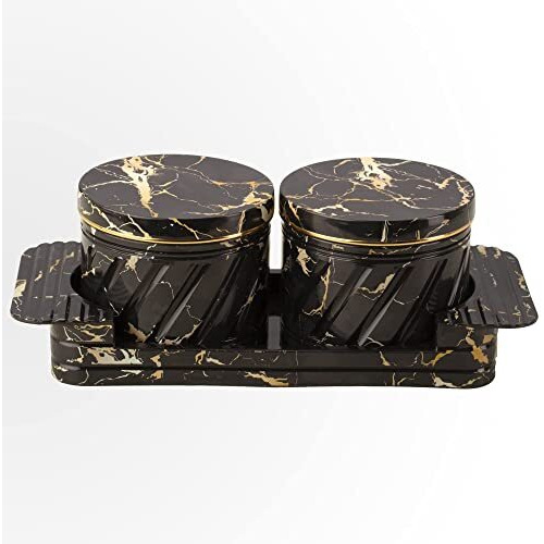 SELVEL Giving shape to life Airtight Dry Fruit Container Tray Set with Lid & Serving Tray for Serving Sweets, Chips, Cookies Other Snacks -430ml,Italian Black, Polypropylene & silicone