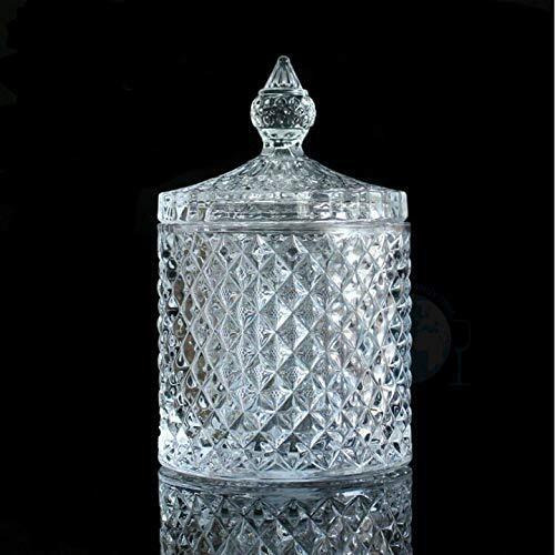 ARUZEN Crystal Glass jar with lid Serving Bowl Dry Fruit Serving, Candy, Sweets Stylish and Elegant Pack of 1- (1 pieces)