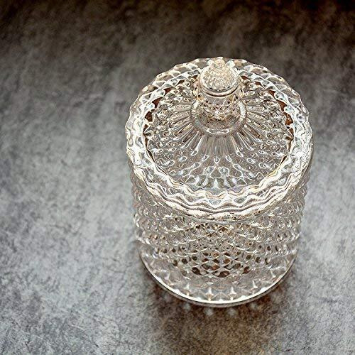 ARUZEN Crystal Glass jar with lid Serving Bowl Dry Fruit Serving, Candy, Sweets Stylish and Elegant Pack of 1- (1 pieces)