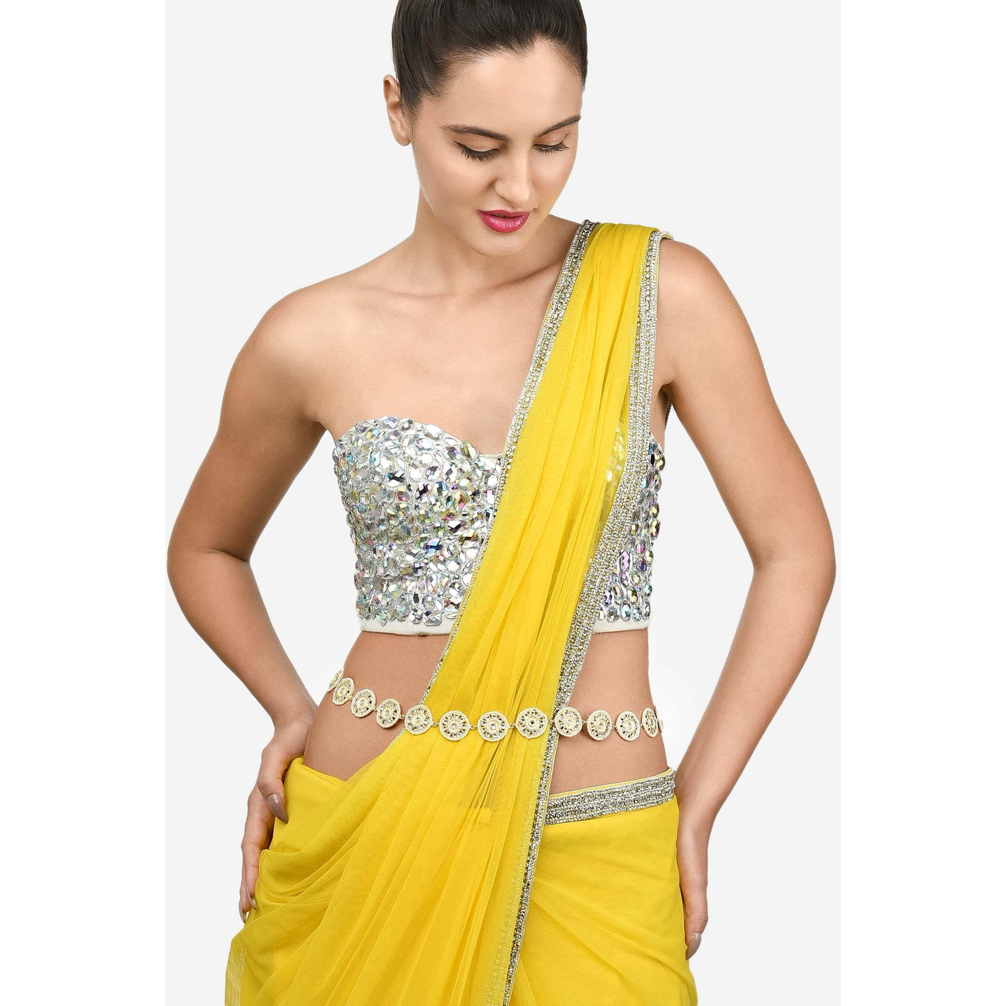 Zaveri Pearls Gold Tone Traditional Kundan & Pearls Embellished Bridal Kamarbandh For Women-ZPFK15971