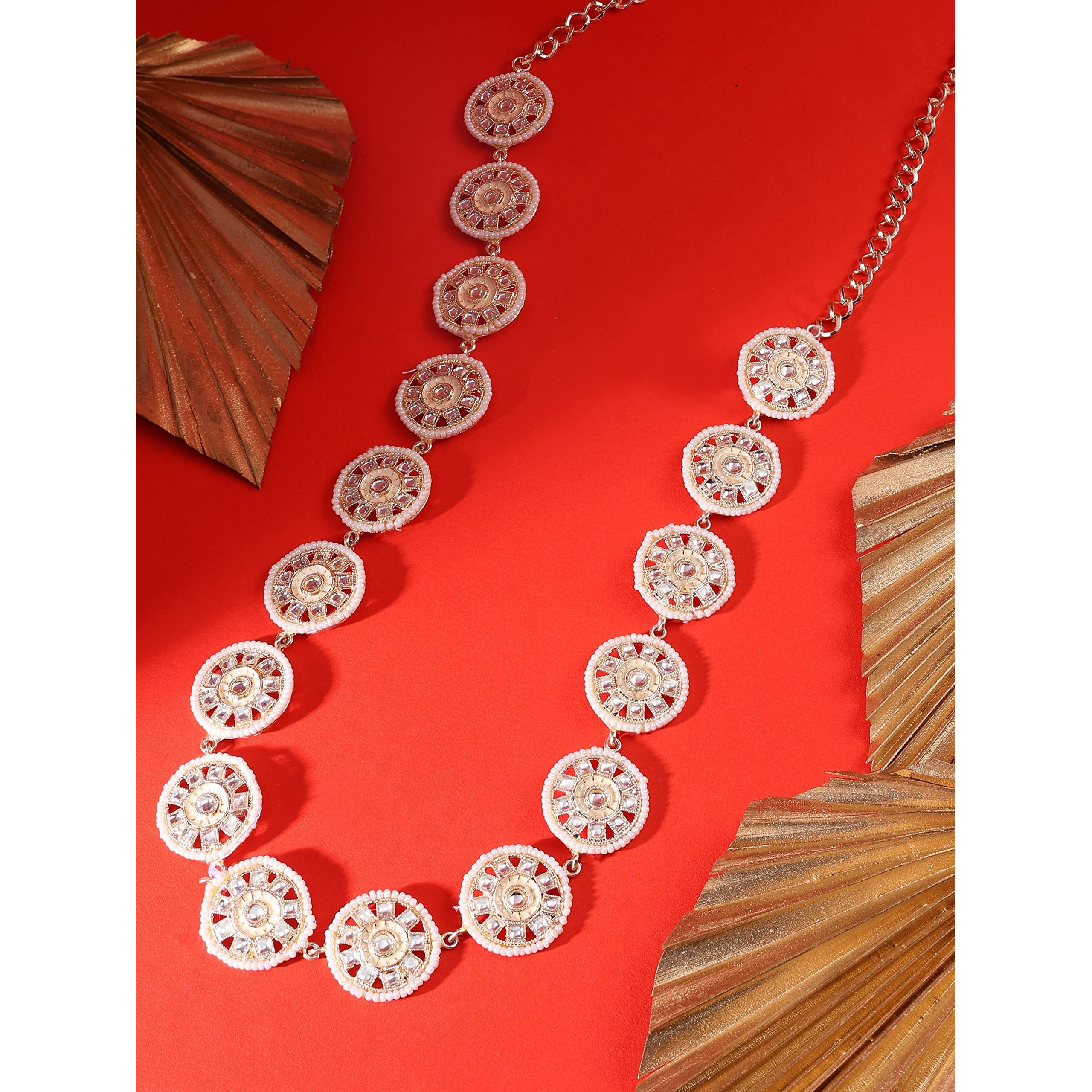 Zaveri Pearls Gold Tone Traditional Kundan & Pearls Embellished Bridal Kamarbandh For Women-ZPFK15971
