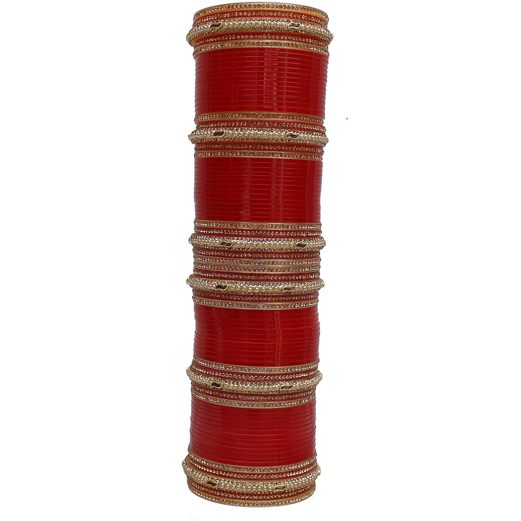 Lucky Jewellery Bridal Bangle Set Red Designer Chura Dulhan Wedding Punjabi Choora Fashion Jewellery Chuda For Women (1040-M1C1-PEHU-R26)