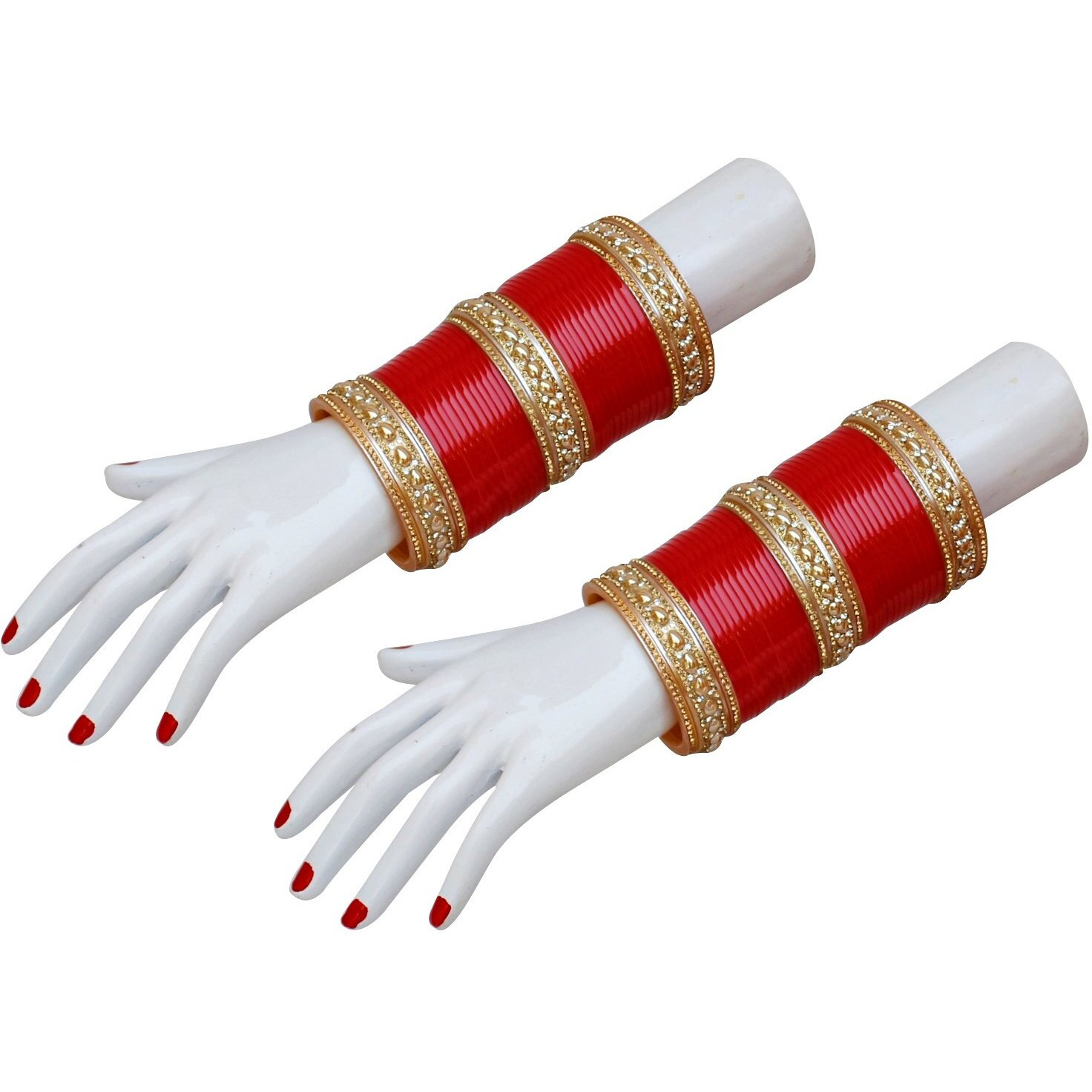 Lucky Jewellery Bridal Bangle Set Red Designer Chura Bridal Dulhan Wedding Punjabi Choora Fashion Jewellery Chuda For Women (1254-G1C1-2551-R24)