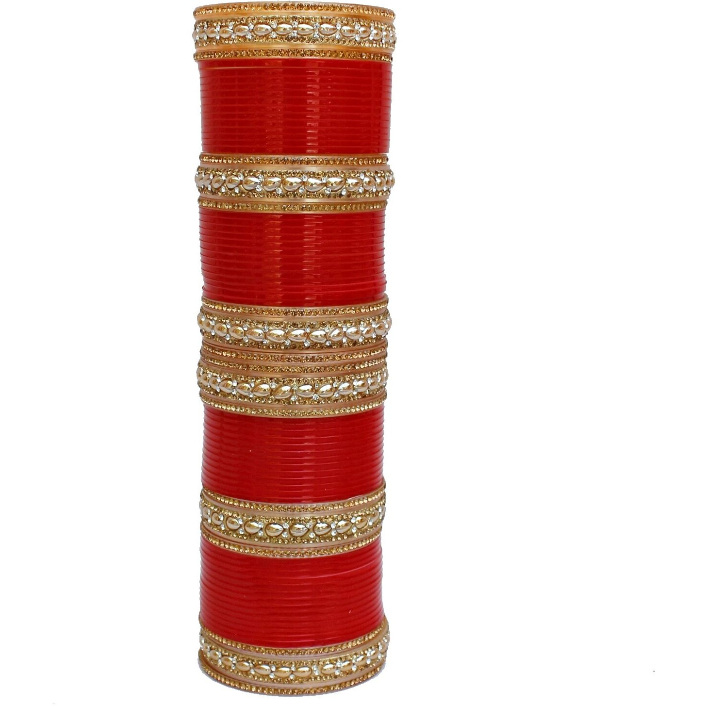 Lucky Jewellery Bridal Bangle Set Red Designer Chura Bridal Dulhan Wedding Punjabi Choora Fashion Jewellery Chuda For Women (1254-G1C1-2551-R24)