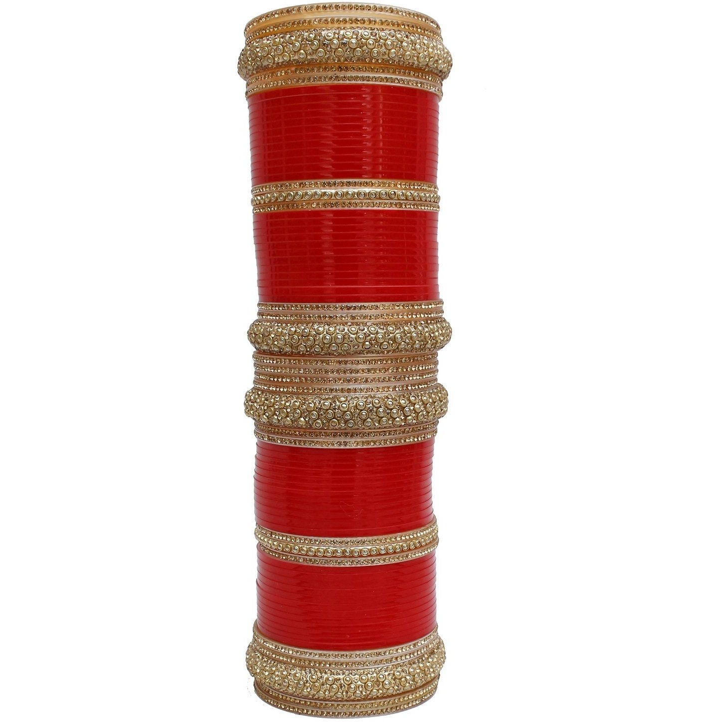 Lucky Jewellery Bridal Bangle Set Red Chuda Acrylic Dulhan Choora Wedding Punjabi Chura For Women (1353-G1C1-SHANAI-R26)
