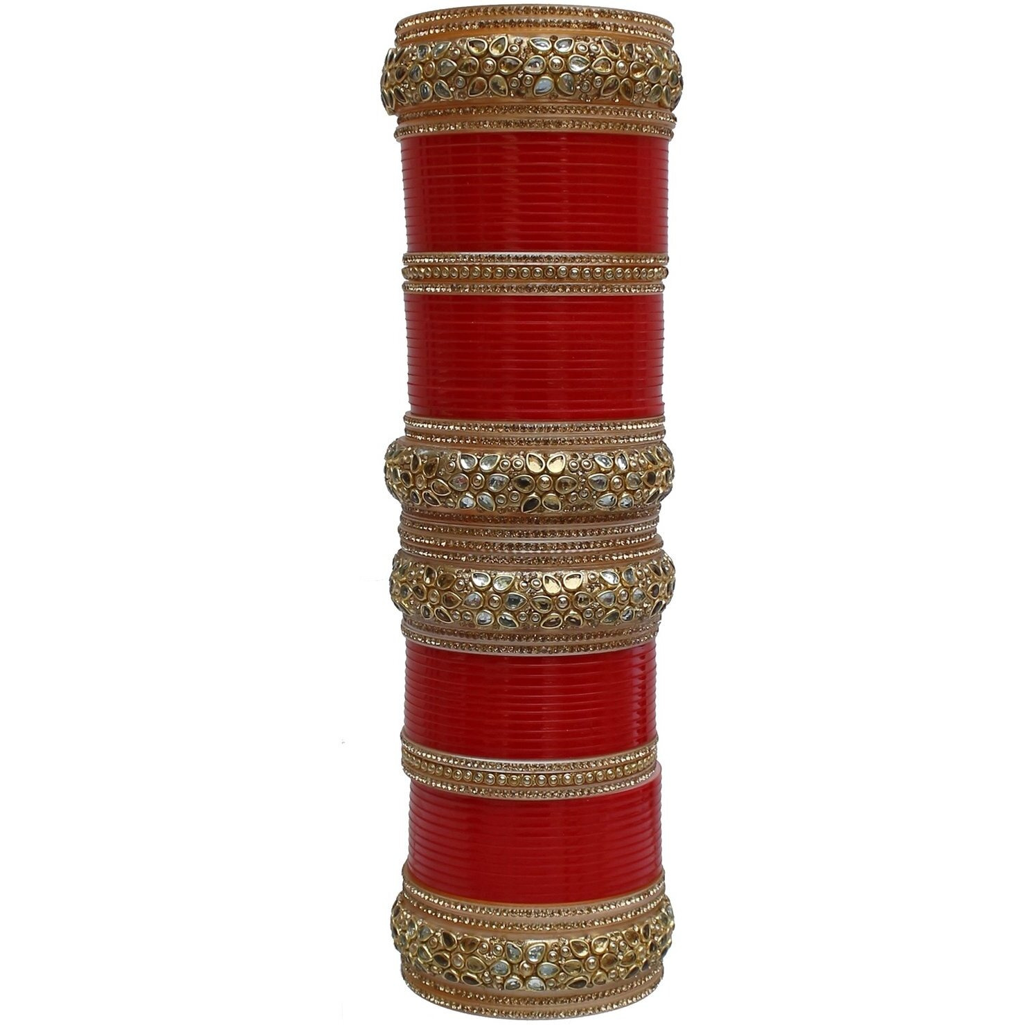 Lucky Jewellery Bridal Bangle Set Red Designer Chura Dulhan Wedding Punjabi Choora Fashion Jewellery Chuda For Women (1650-G1C1-NOOR-R28)