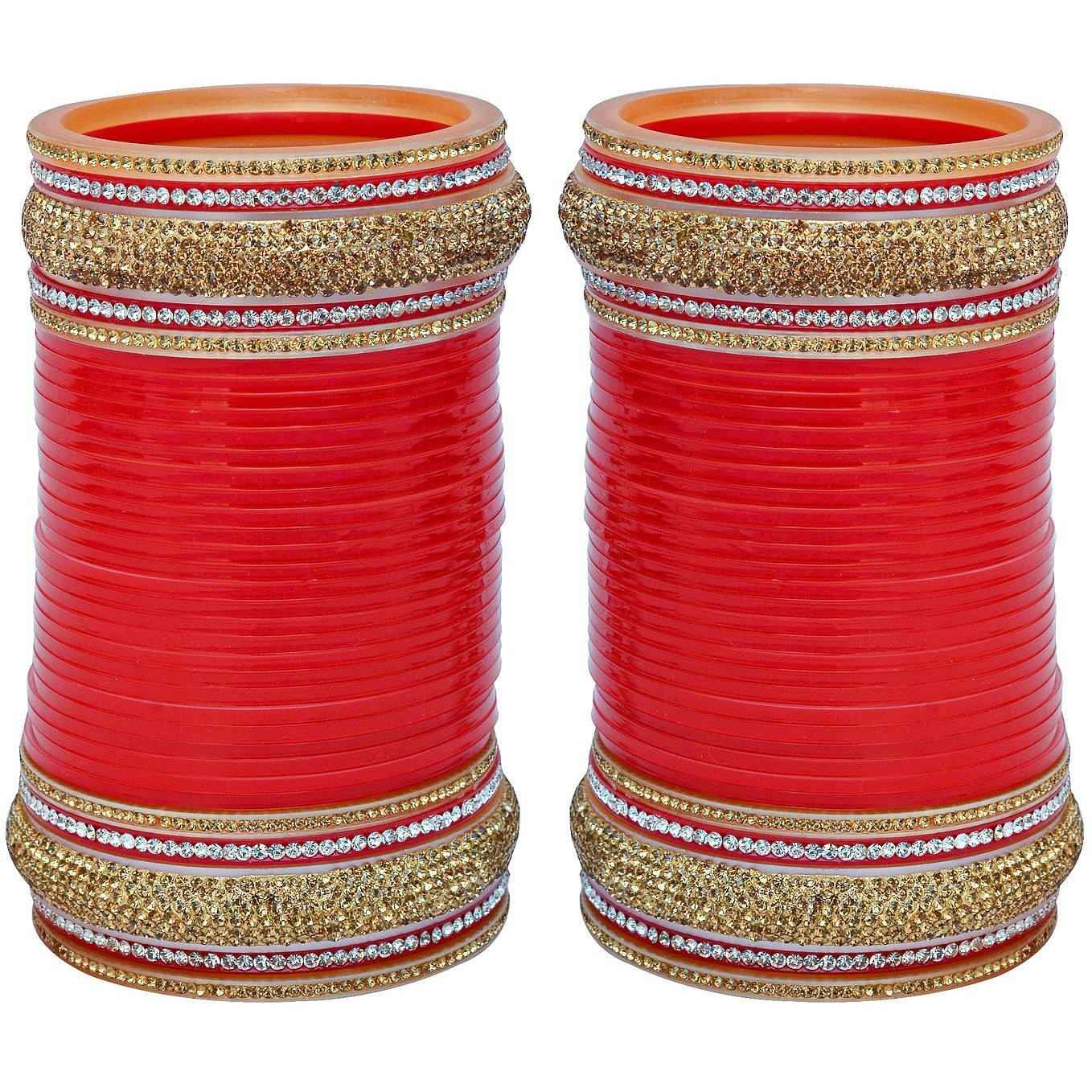 Lucky Jewellery Bridal Bangle Set Red Chura Designer Chuda Dulhan Wedding Punjabi Choora For Women (1683-M1C1-TULSI-R2.8)