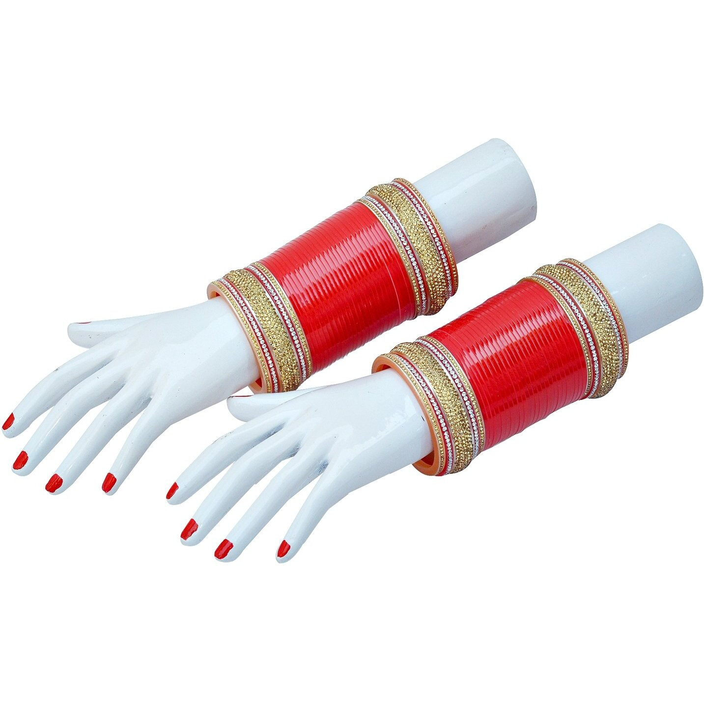 Lucky Jewellery Bridal Bangle Set Red Chura Designer Chuda Dulhan Wedding Punjabi Choora For Women (1683-M1C1-TULSI-R2.8)