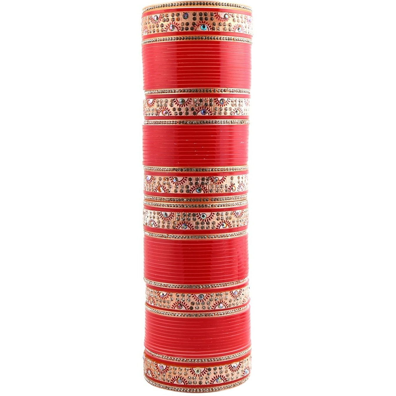 Lucky Jewellery Bridal Bangle Set Wedding punjabi chuda Designer chura, Red Acrylic Choora Set for Women (415-G1C1-A558-R2.8)