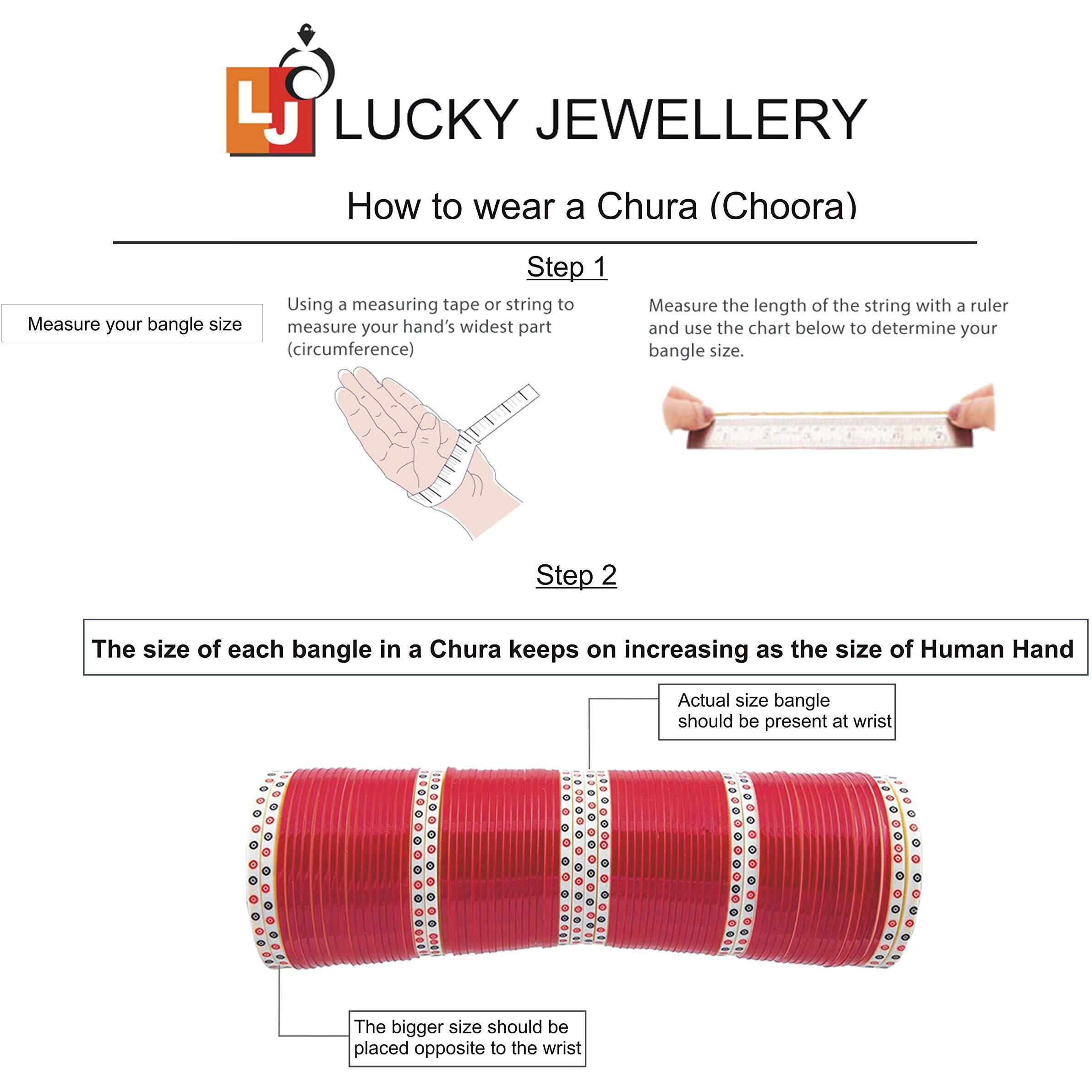 Lucky Jewellery Bridal Bangle Set Wedding punjabi chuda Designer chura, Red Acrylic Choora Set for Women (415-G1C1-A558-R2.8)