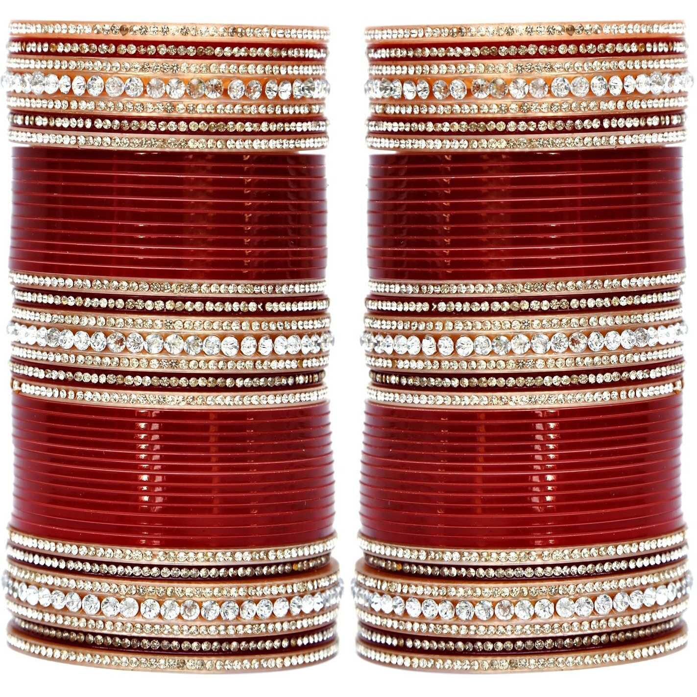 Lucky Jewellery Bridal Bangle Set Wedding punjabi chuda, Designer chura, Maroon Acrylic Choora Set for Women (446-G1C1-NT-M2.4)
