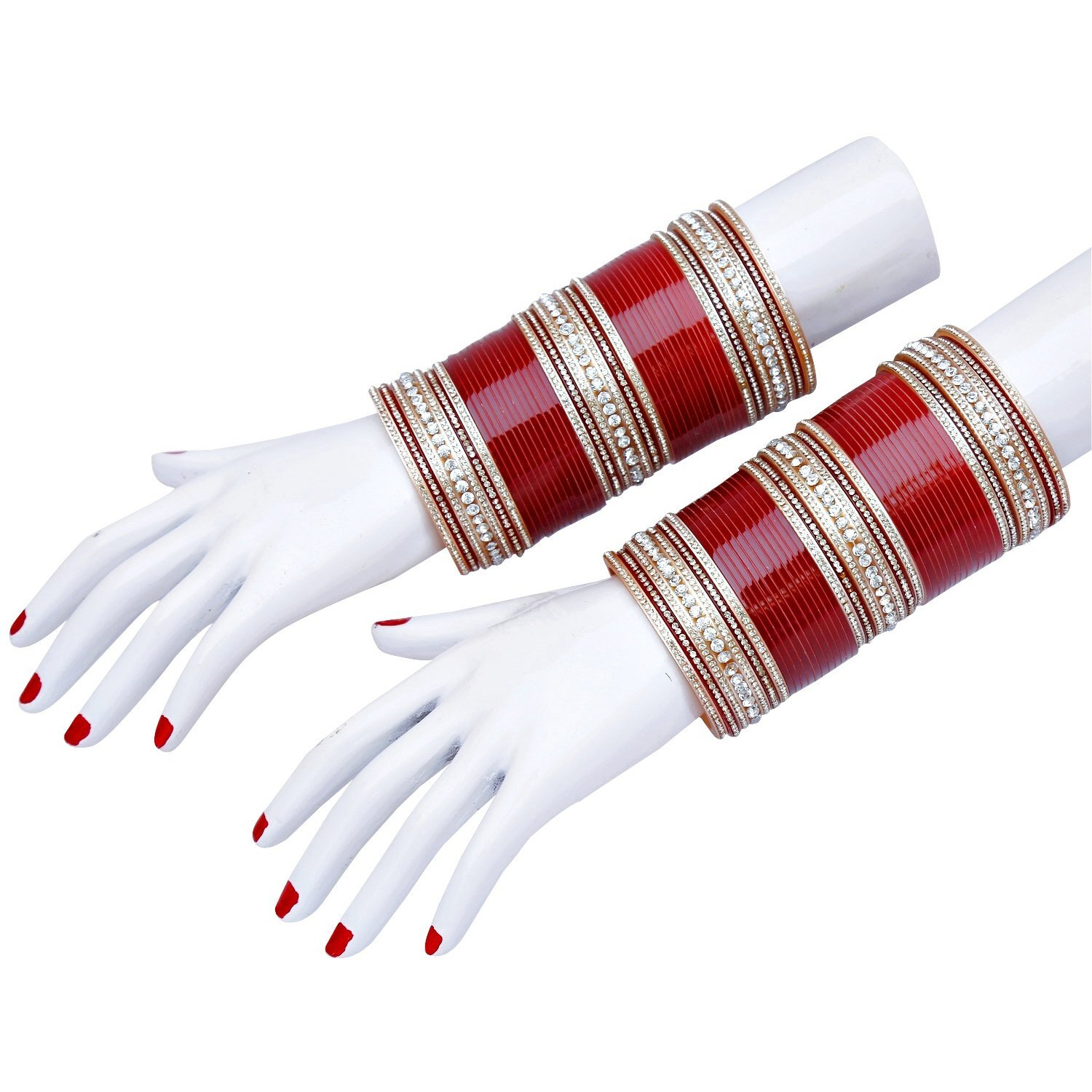 Lucky Jewellery Bridal Bangle Set Wedding punjabi chuda, Designer chura, Maroon Acrylic Choora Set for Women (446-G1C1-NT-M2.4)