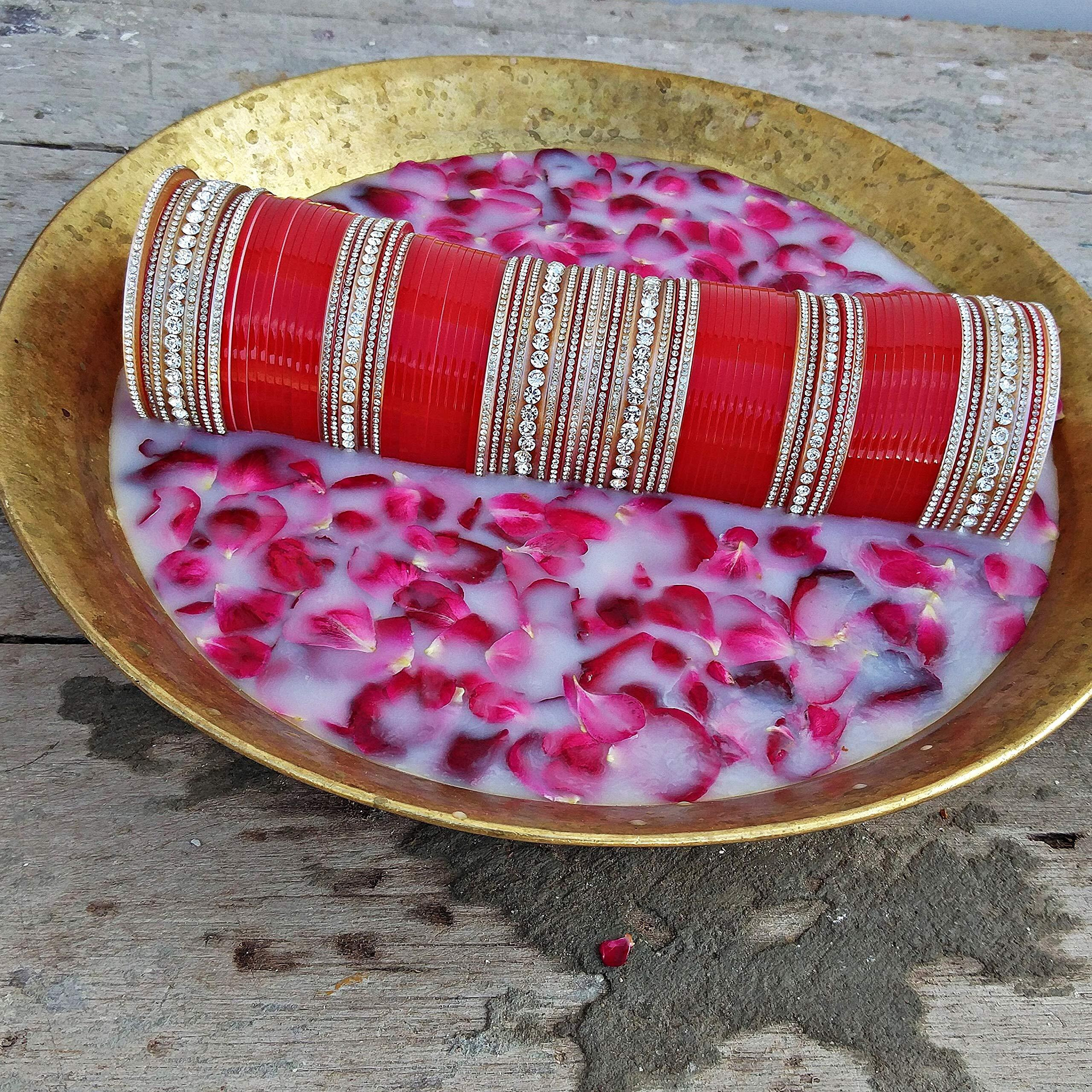 Lucky Jewellery Bridal Bangle Set Wedding punjabi chuda Designer chura, Red Acrylic Choora Set for Women (415-G1C1-A558-R2.2)
