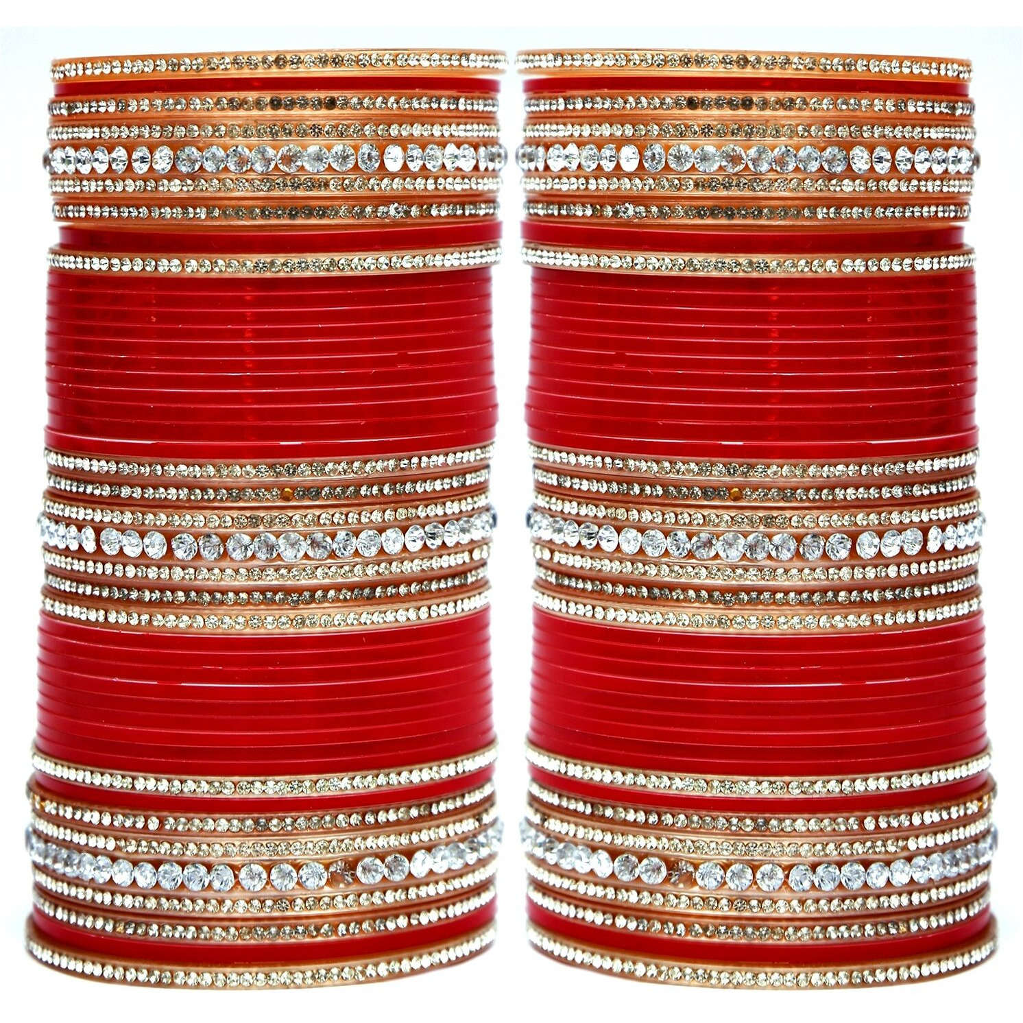 Lucky Jewellery Bridal Bangle set Wedding punjabi chuda Designer chura Red Acrylic Choora(446-G1C1-NT-R2.8)