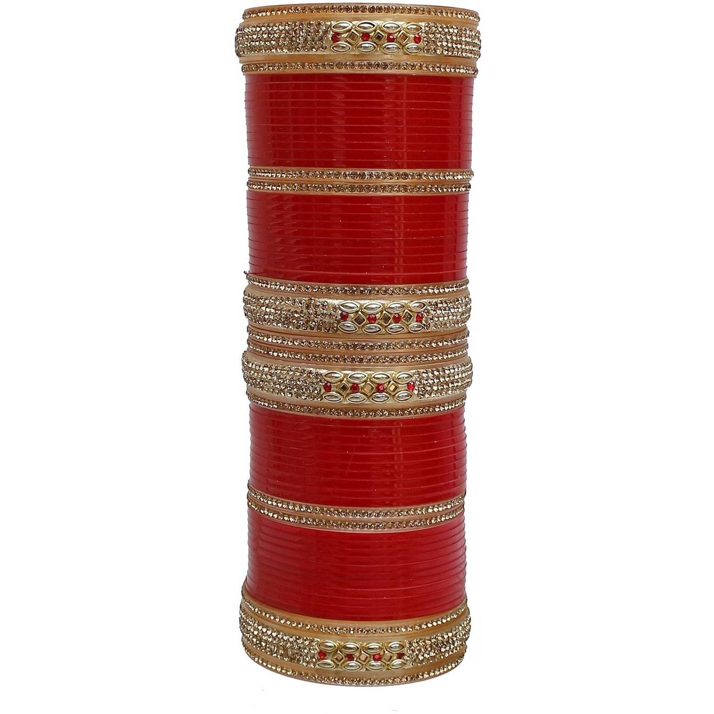 Lucky Jewellery Bridal Bangle Set Red Designer Chura Wedding Punjabi Choora Fashion Jewellery Chuda Set (726-M1C1-Z3661-R22)