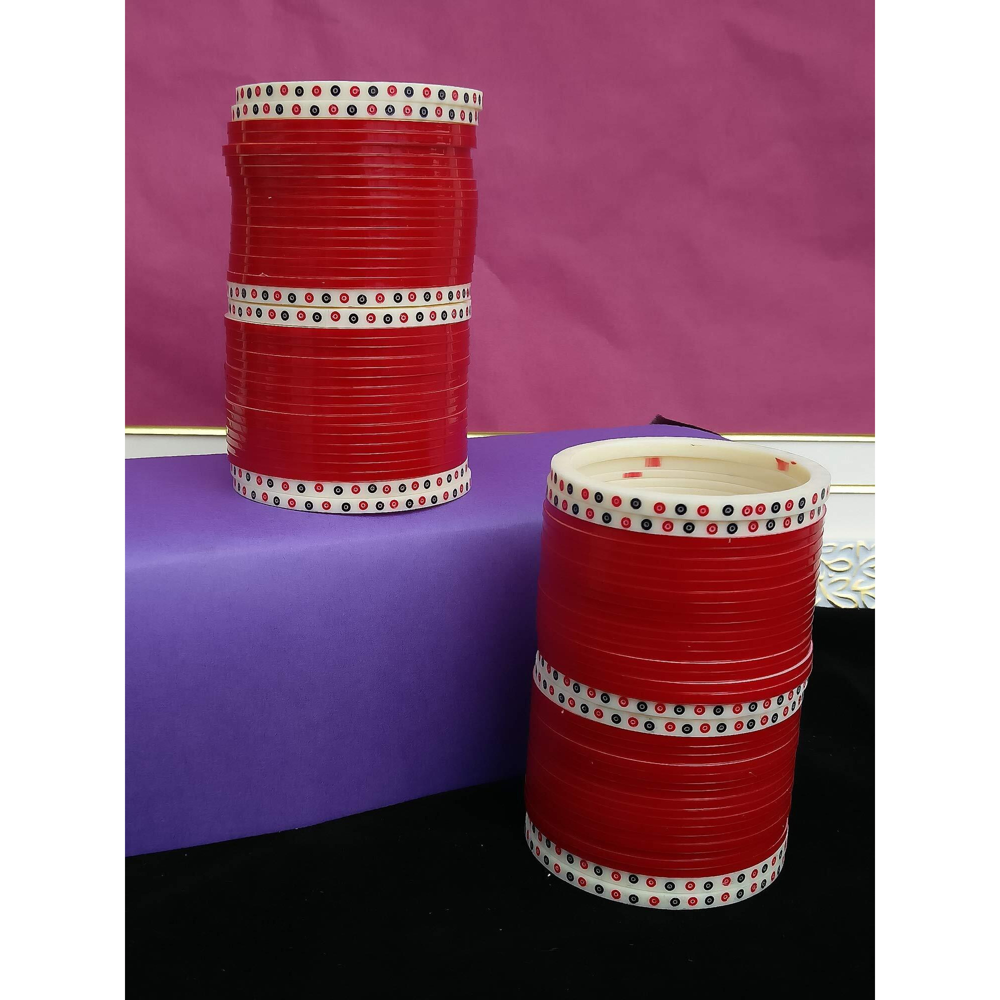 Lucky Jewellery Bridal Bangle Set Traditional Red Designer Chura Wedding Punjabi Choora Fashion Jewellery Chuda Set (726-Q1C1-890-R2.10)