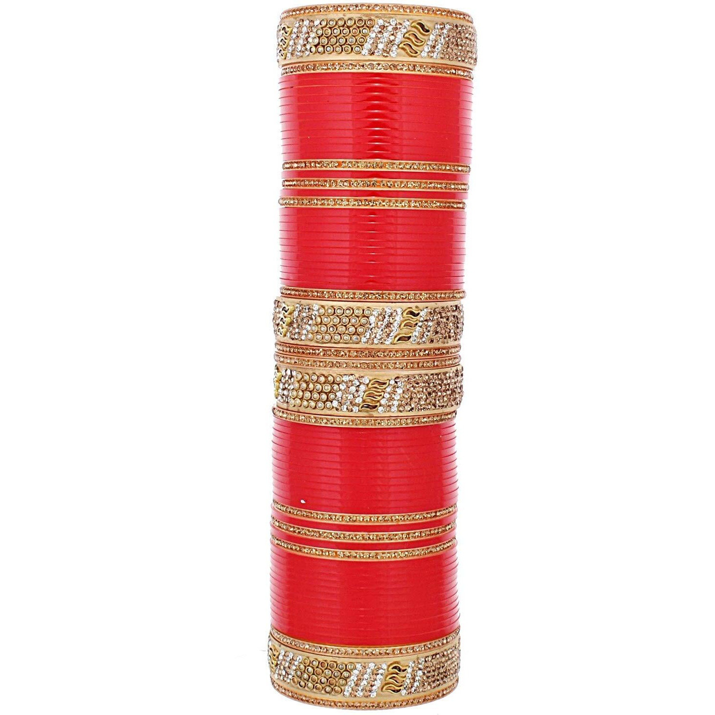 Lucky Jewellery Bridal Bangle Set Red Designer Chura Wedding Punjabi Choora Fashion Jewellery Chuda Set (825-G1C1-K702-R28)