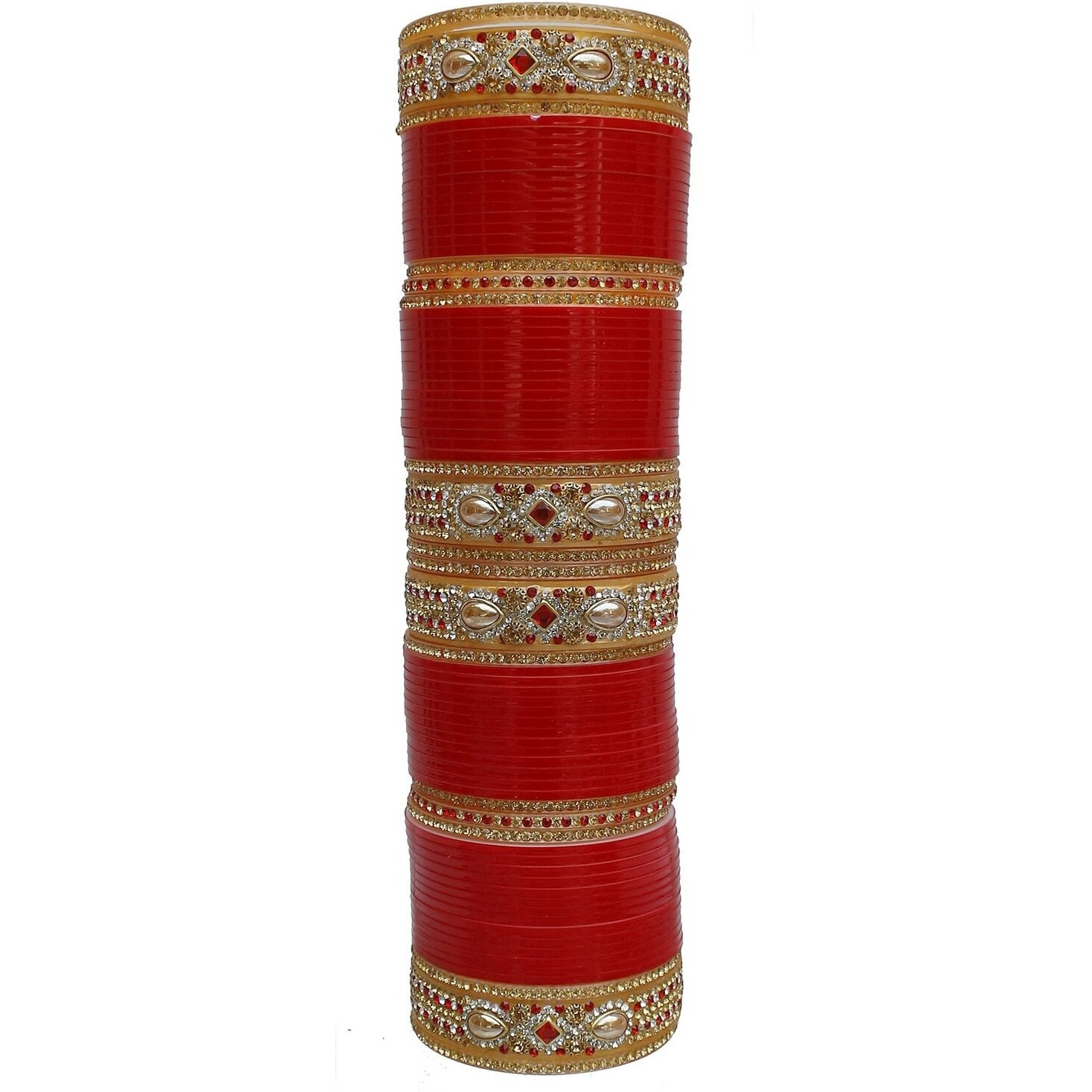 Lucky Jewellery Bridal Bangle Set Designer Chura Wedding Punjabi Choora Red Color Fashion Jewellery Chuda Set (858-G1C1-JM580-R26)