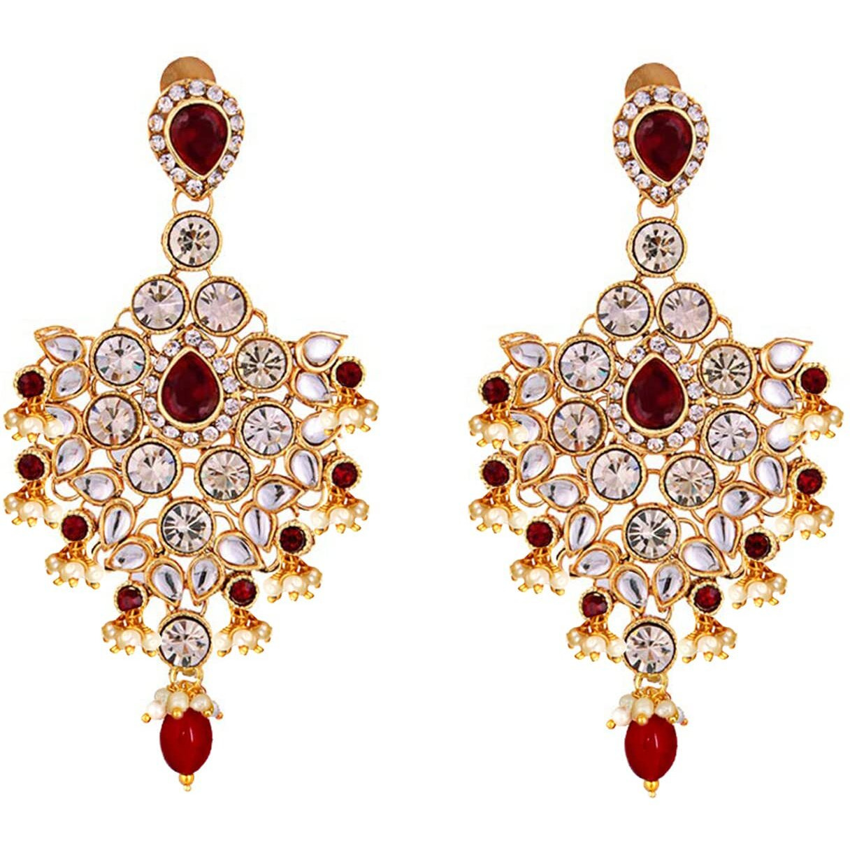 Lucky Jewellery Wedding Designer Maroon Color Gold Plated Dulhan Choker Bridal Set for Girls & Women (2475-L1ZS-KD124-M)