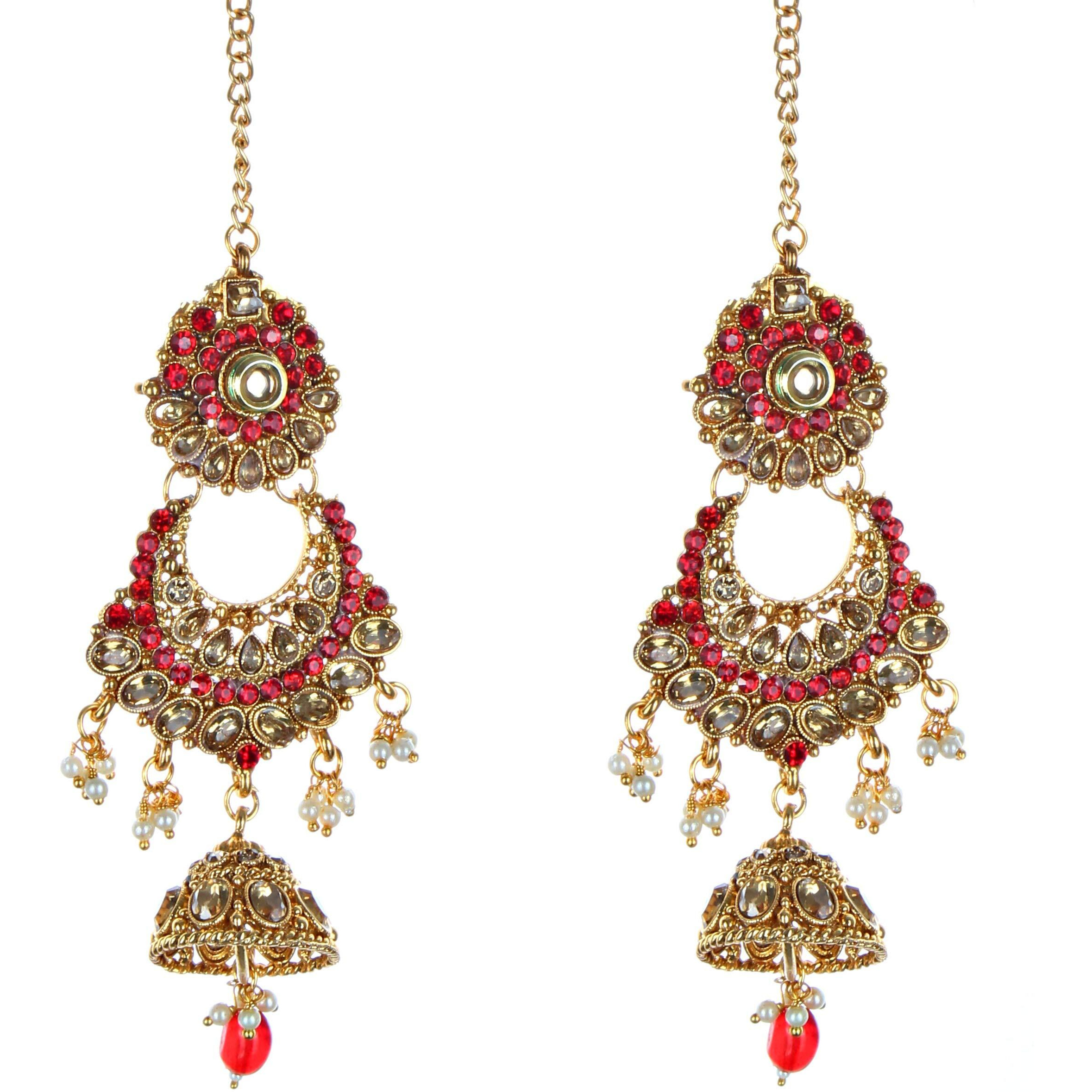 Lucky Jewellery Bridal Golden LCT Red Color Alloy Gold Plated Wedding Jewellery Set For Girls & Women (3960-P3ZR-259SM-LCT-RED)