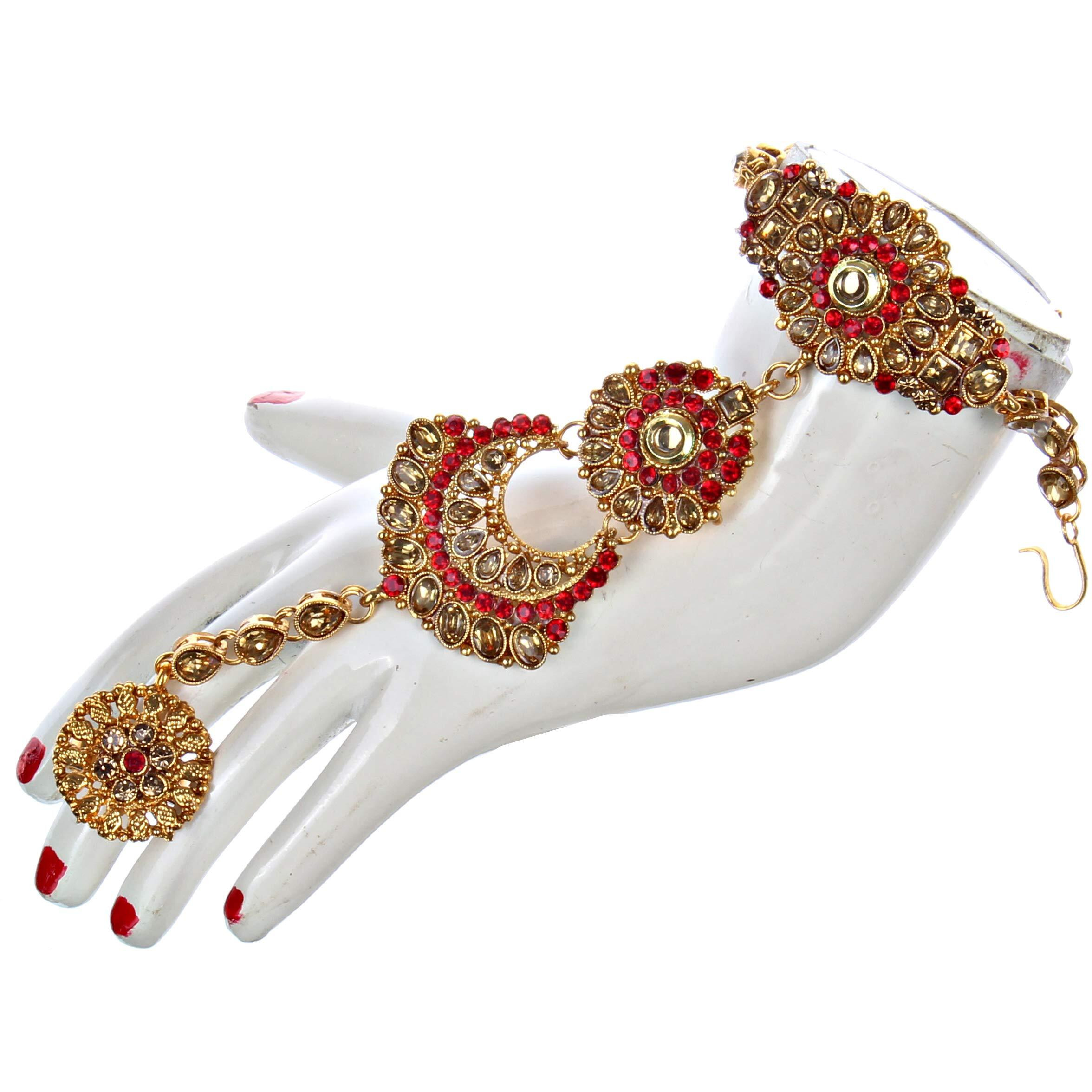 Lucky Jewellery Bridal Golden LCT Red Color Alloy Gold Plated Wedding Jewellery Set For Girls & Women (3960-P3ZR-259SM-LCT-RED)