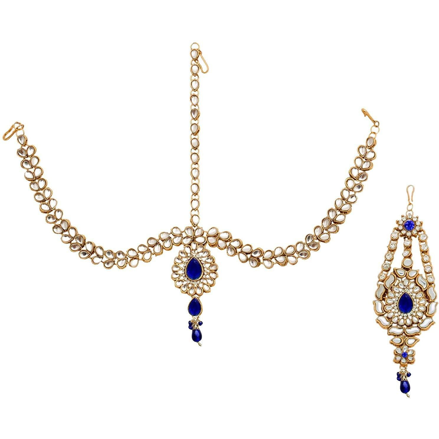 Lucky Jewellery Designer Gold Plated Dulhan Bridal Jewelry Set 8 Pcs. for Girls & Women (WZK-B)