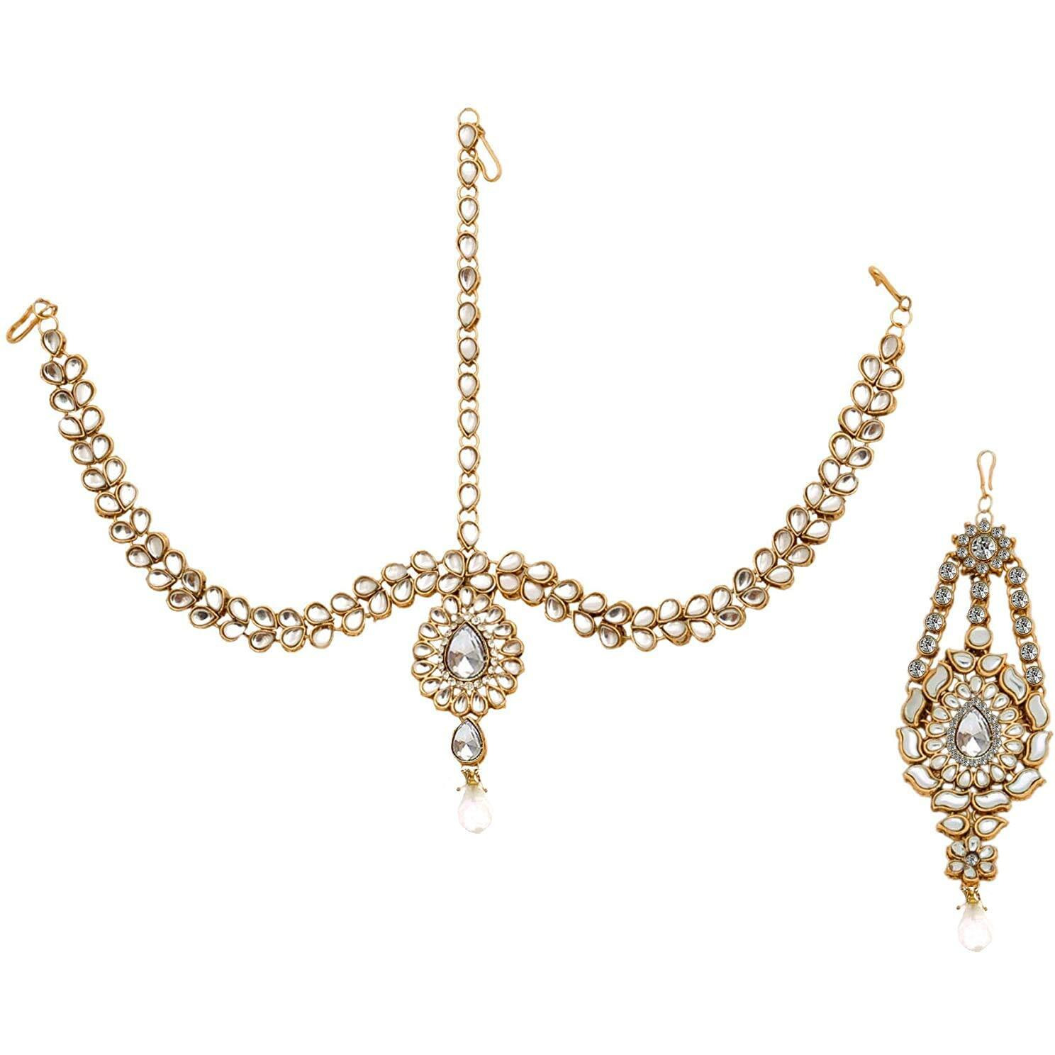 Lucky Jewellery Designer Gold Plated Dulhan Bridal Jewelry Set 8 Pcs. for Girls & Women (WZK-W)