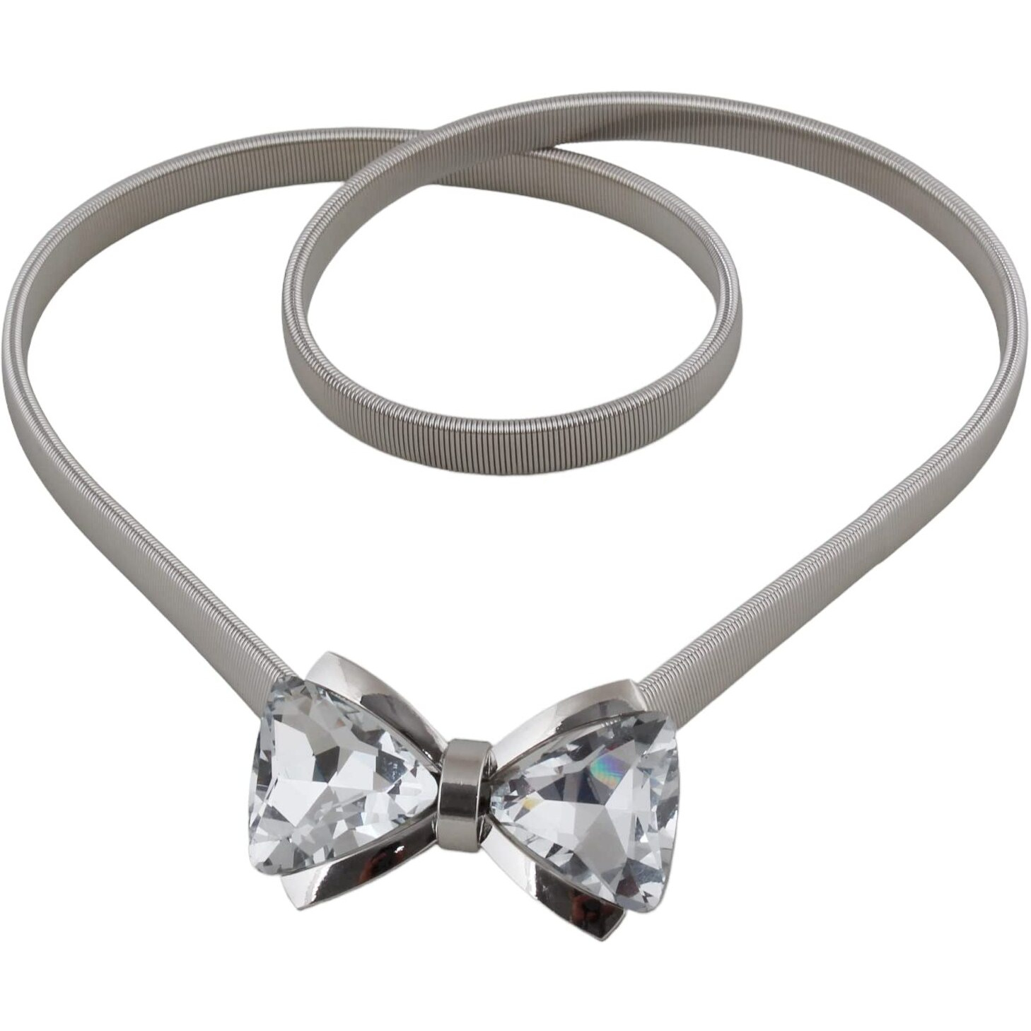 Lucky Jewellery Designer Silver Plated Kamarband White Rhinestone Waist Belt Udyanam Kamar Patta For Girls And Women (234-CHL-LJ665-S)