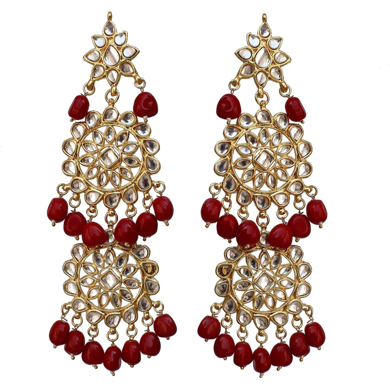 Lucky Jewellery Designer Gold Plating Maroon Color Pearl with Kundan Choker Bridal Dulhan Necklace Set For Girls & Women (4200-QSK-580-M)