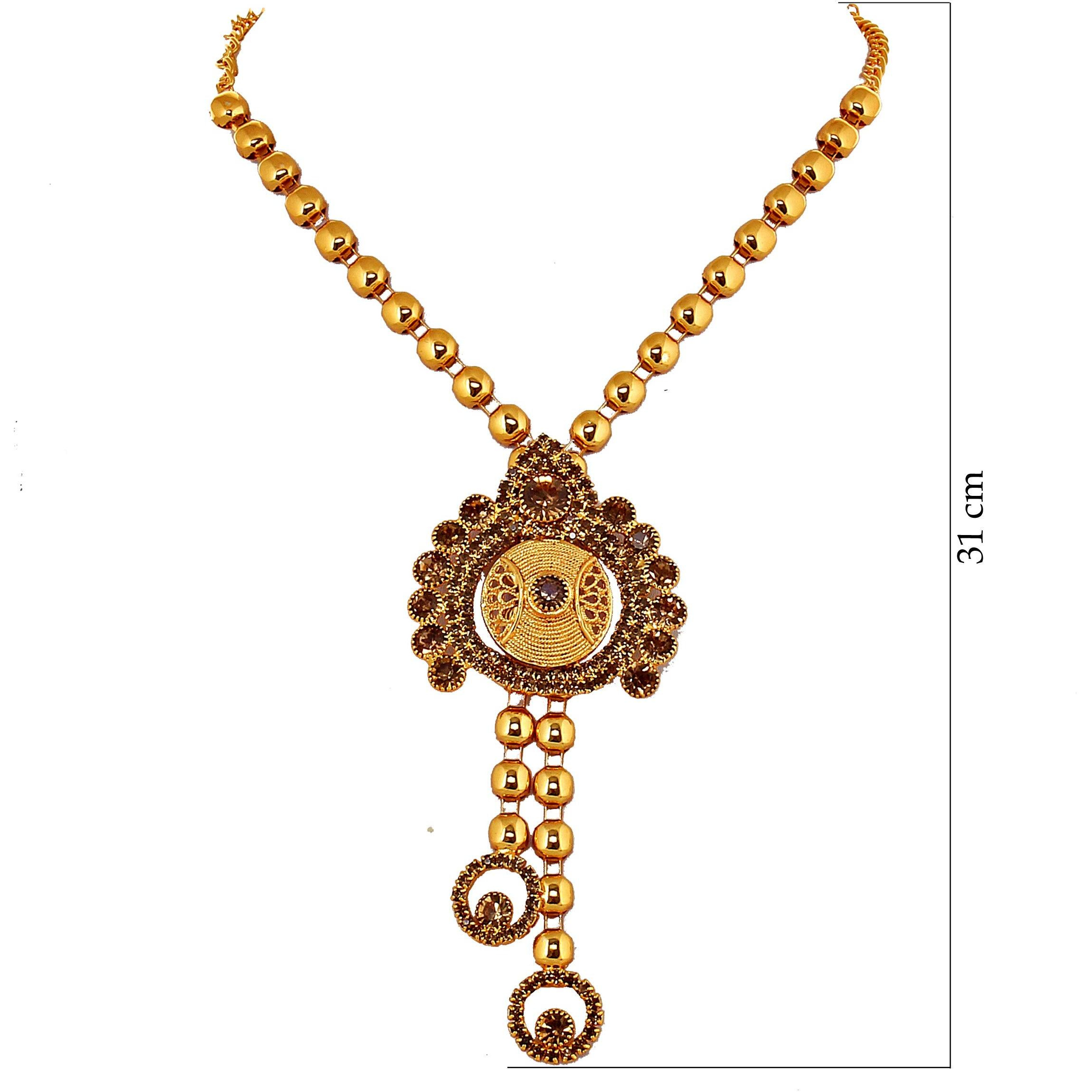 Lucky Jewellery Elegant boho Garba Gold Plated Jewelry Fancy Navratri Dandia Jewellery Set With Matching Earring For Girls & Women (314-A6SS-2809-LCT)