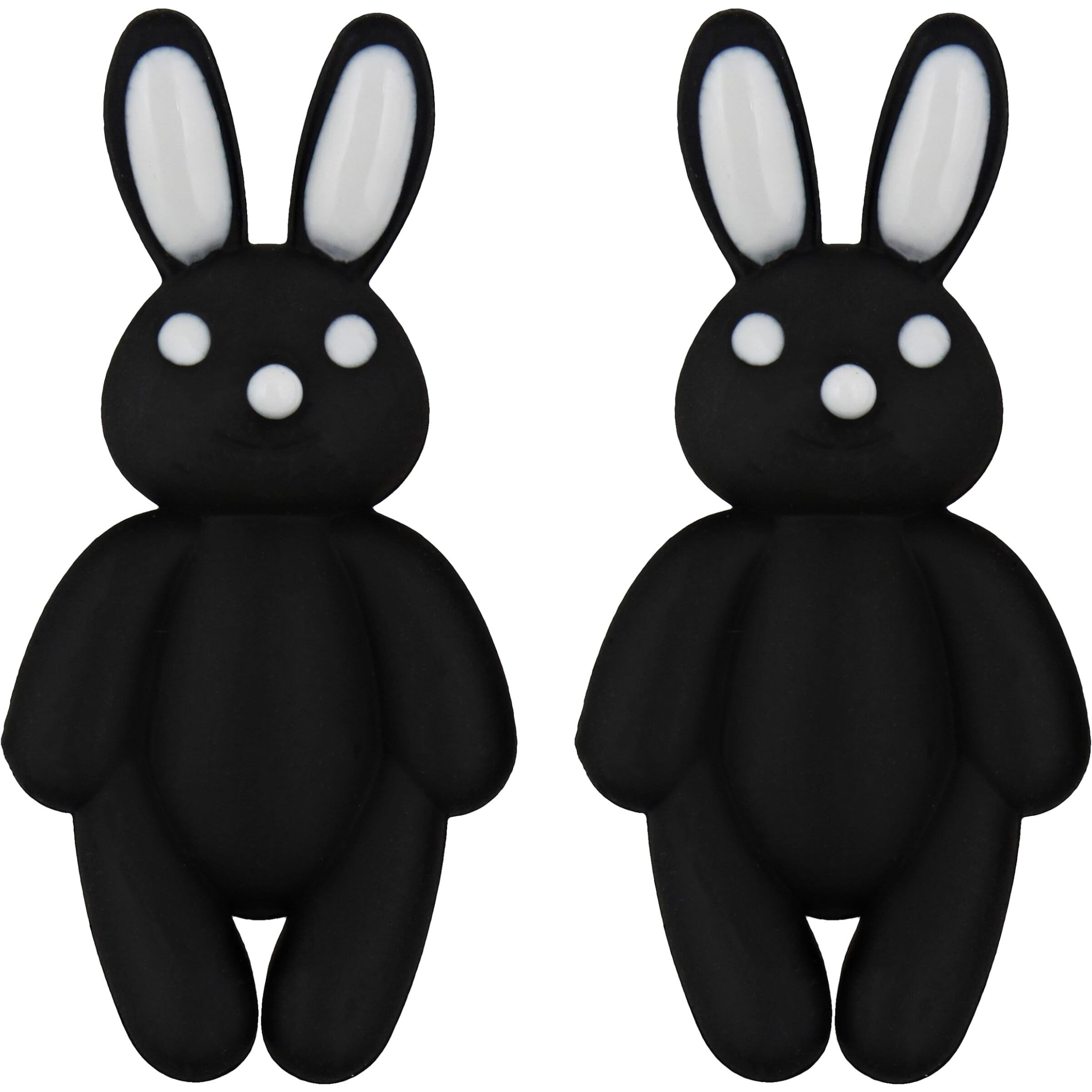 Lucky Jewellery Designer Black Color Rabbit Shaped Teddy Earing Stylish Teddy Bear Stud Earrings | Cute Cartoon Earrings For Girls & Women (75-CHEP-1205-BL)